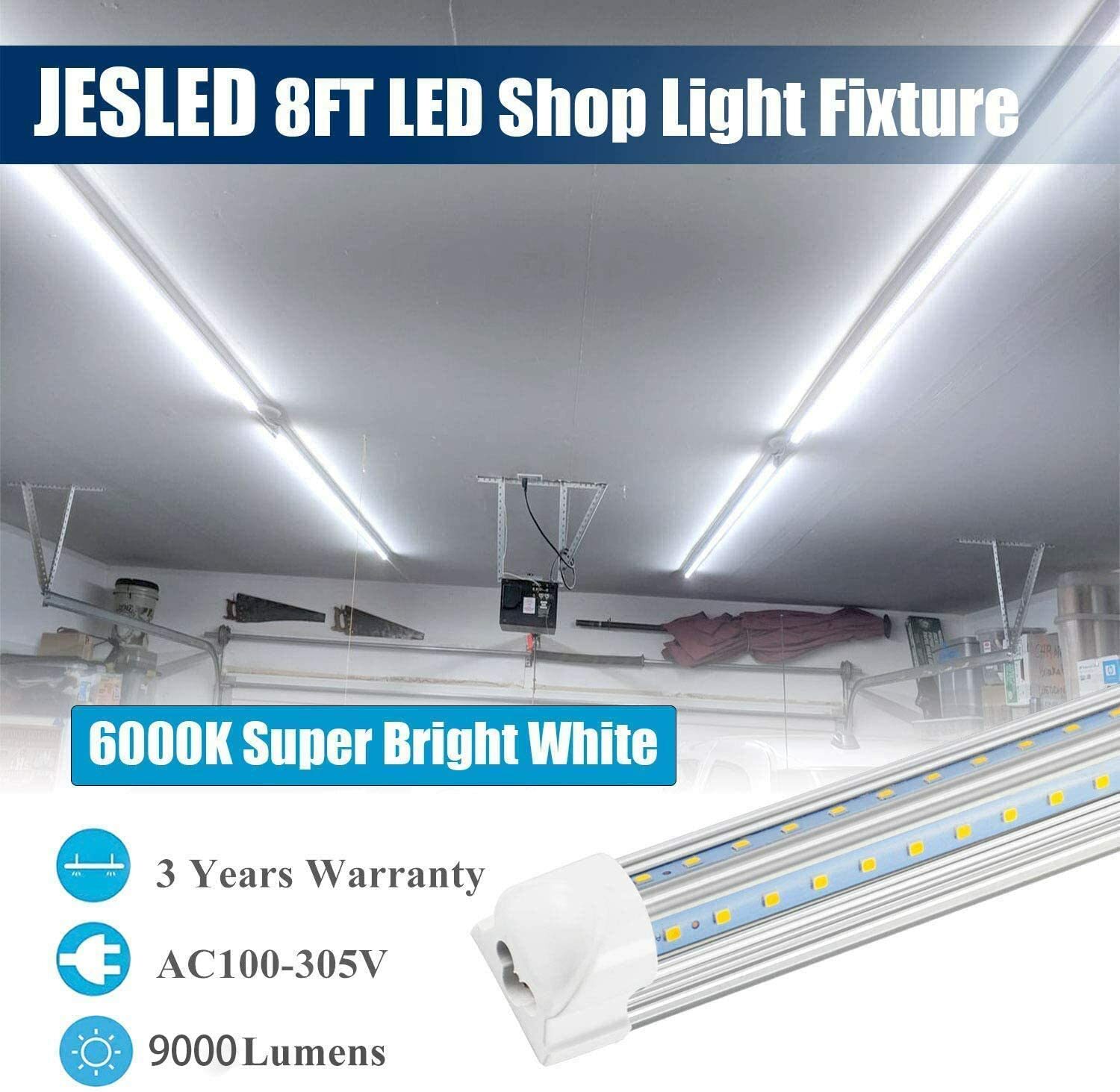 25 Pack T8 8FT LED Tube Light Bulbs 72W 6500K 8 Foot LED Shop Light Fixture