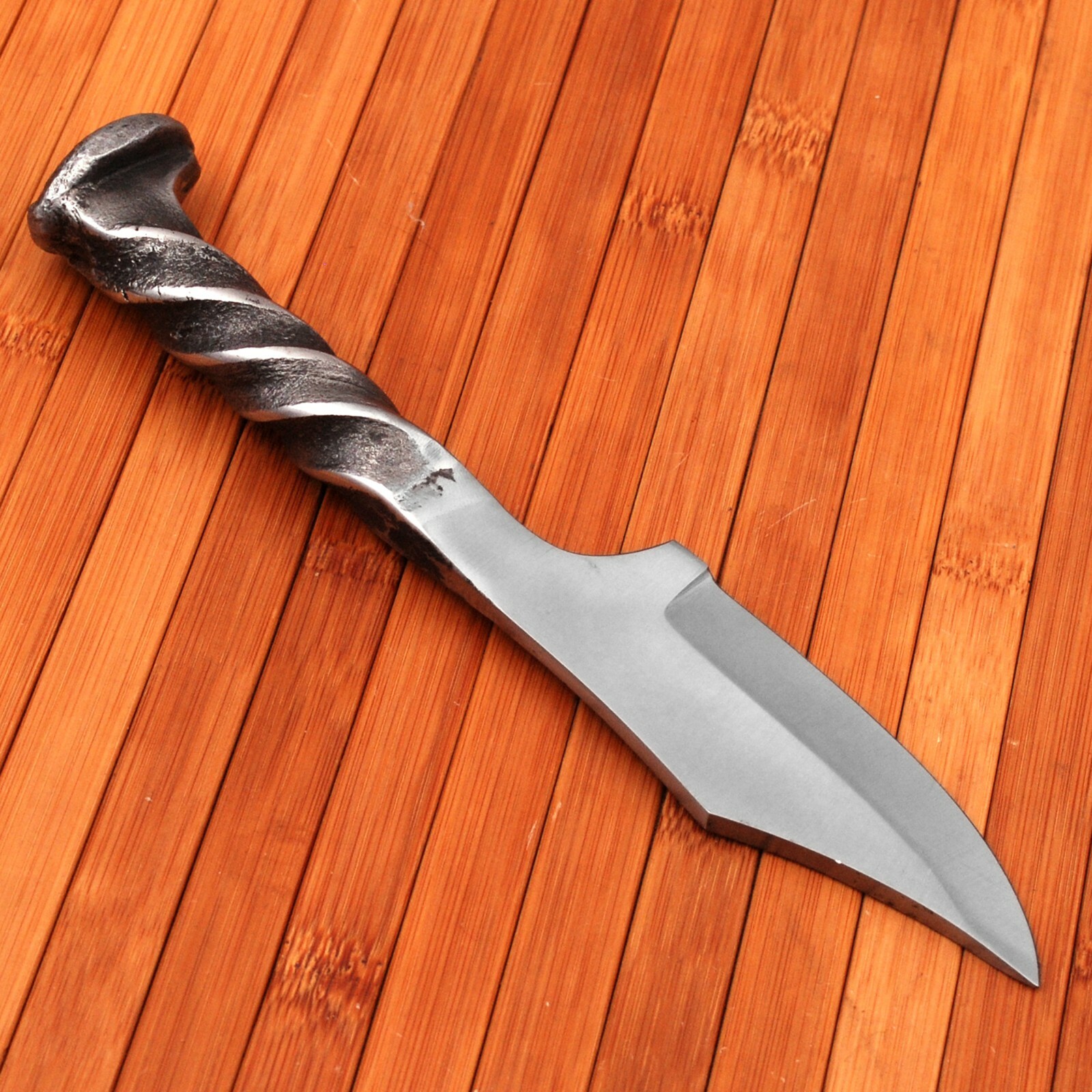 Hand Forged Railroad Spike Knife - Fireside Survivor Camping Tool w/ Sheath