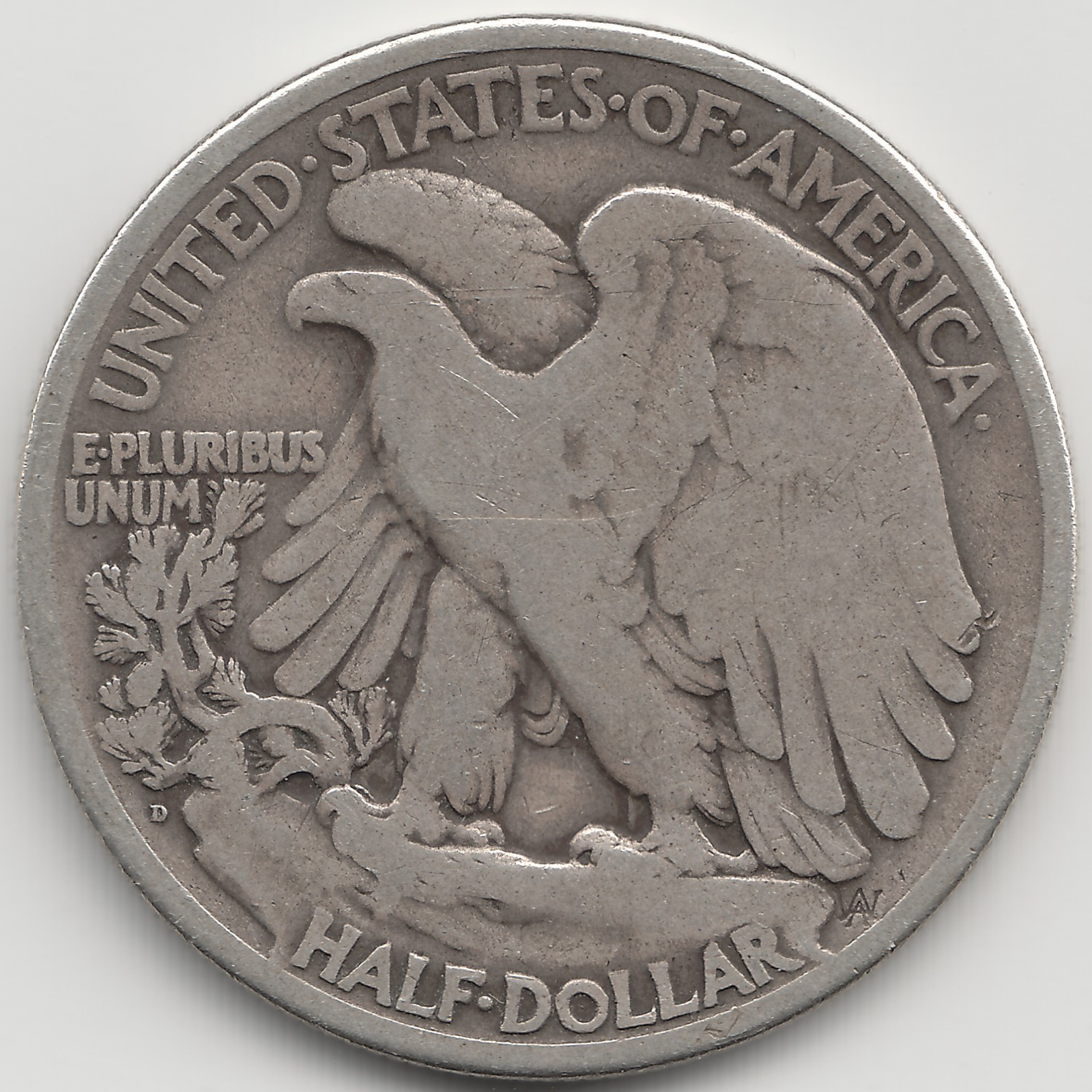 1919 D Walking Liberty Half Dollar, VG