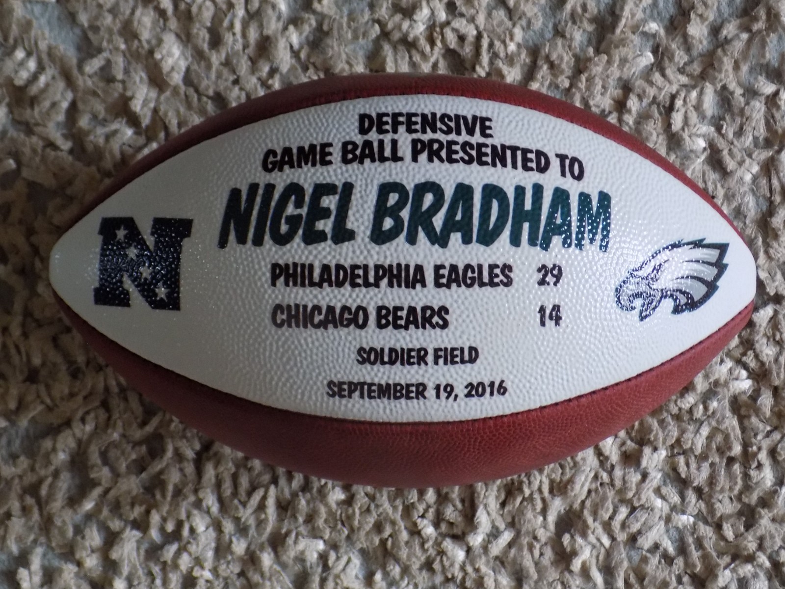 Philadelphia Eagles Game Used Duke NFL Football Presentation Trophy Gameball