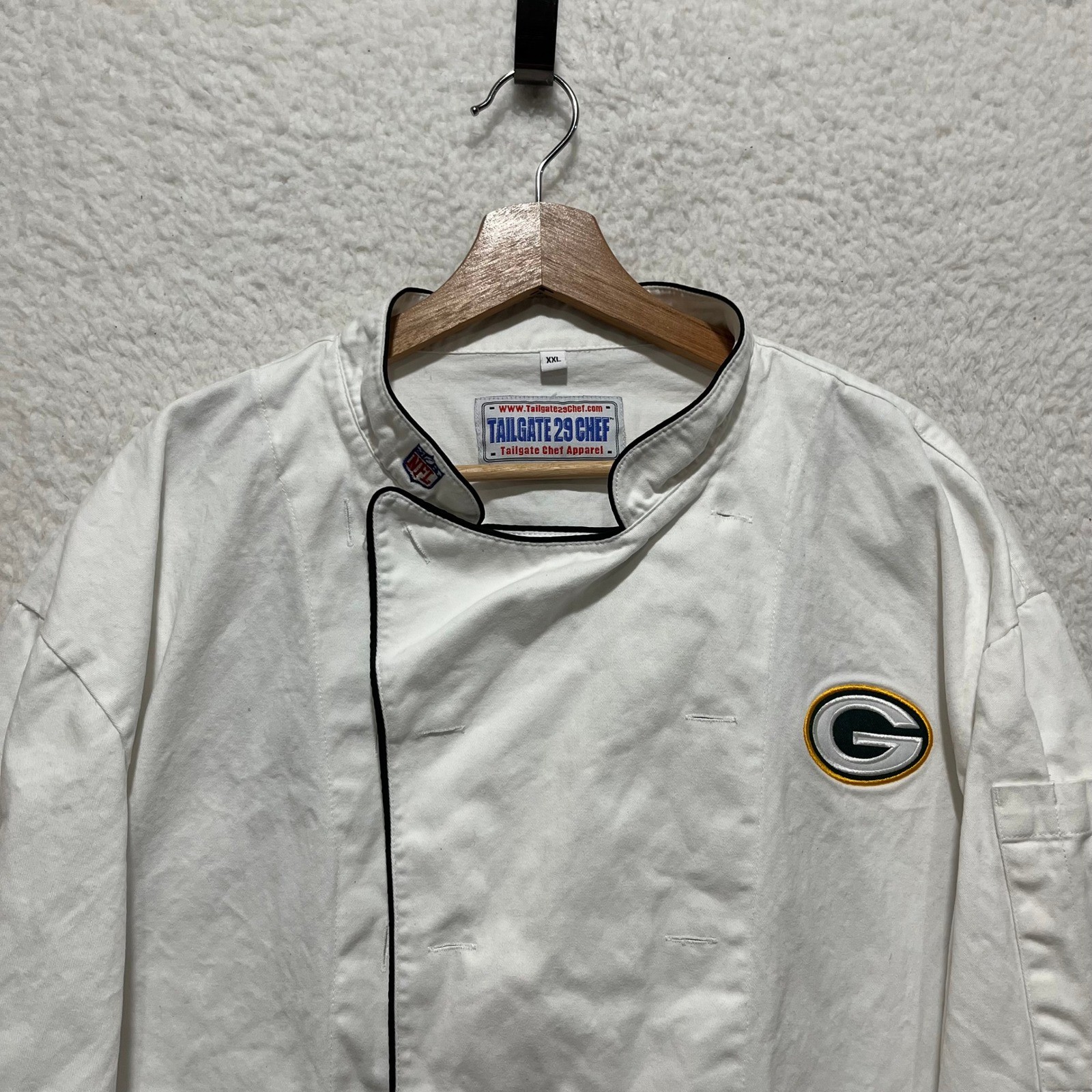 Tailgate Chef Green Bay Packers NFL White Chef Coat Jacket XXL