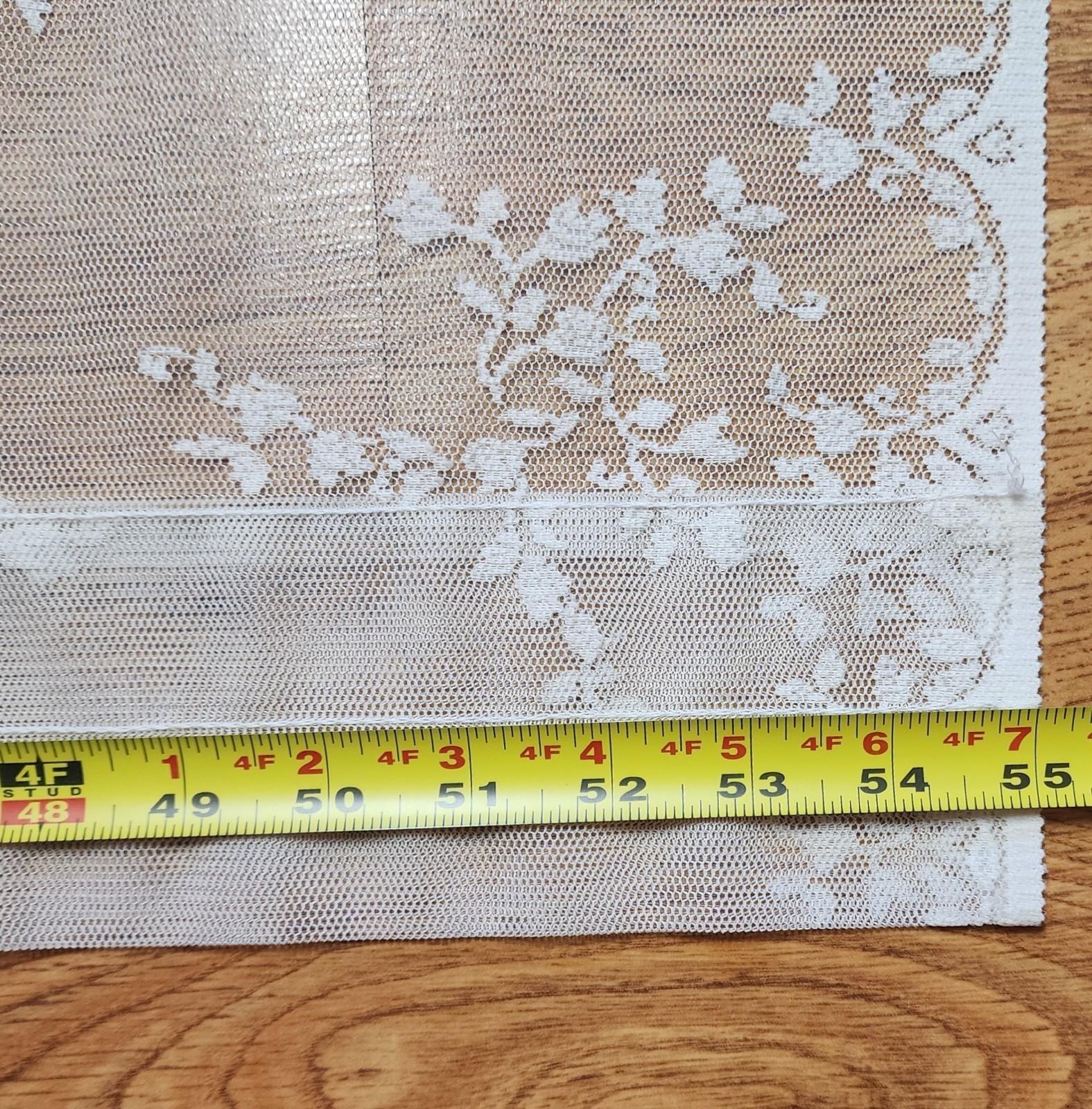 Vintage Pair Floral Lace Curtain Panel Cottagecore Sheer Window Covering READ