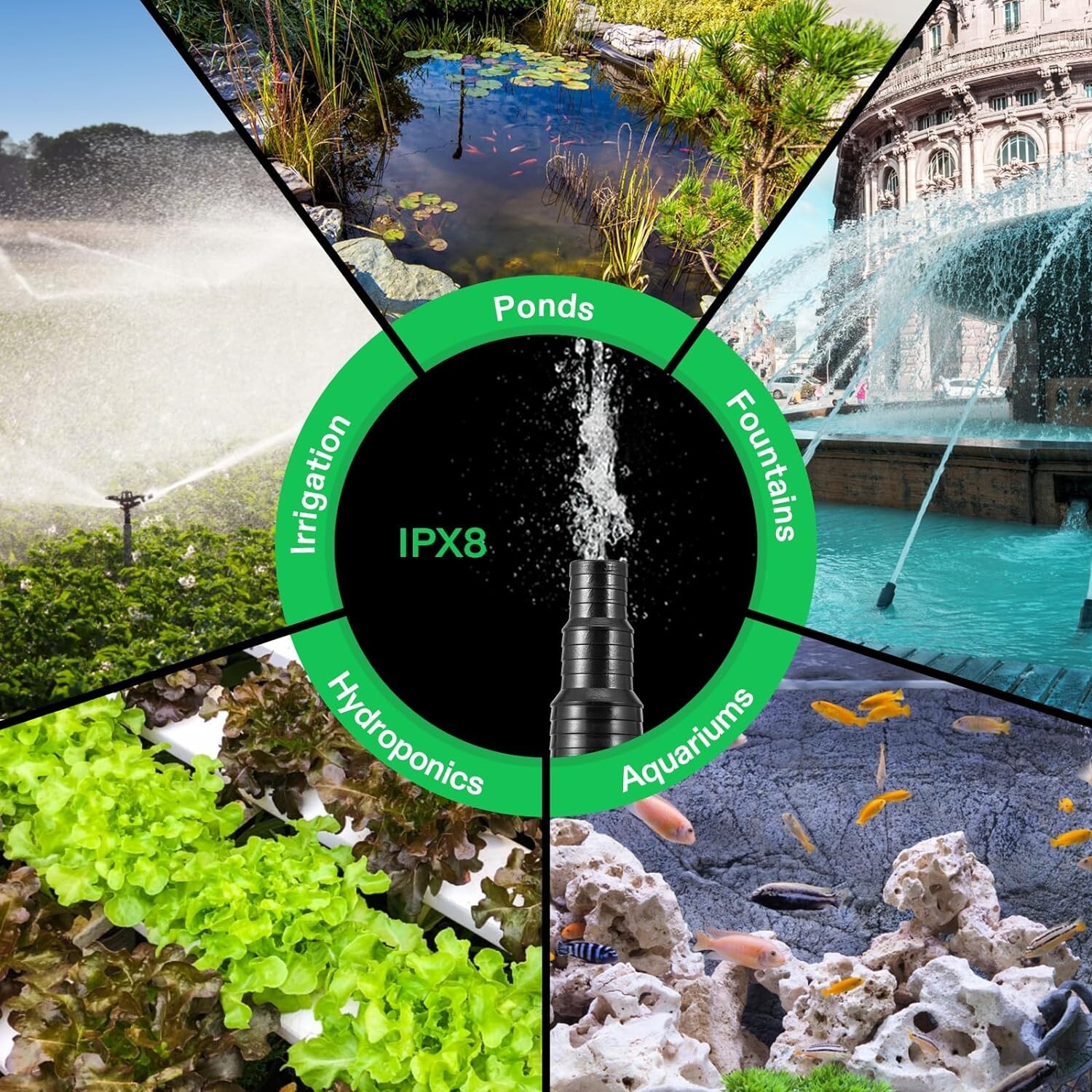 VIVOSUN 3000 GPH Submersible Water Pump 150W Pond Aquarium Pump 18FT Lift Height