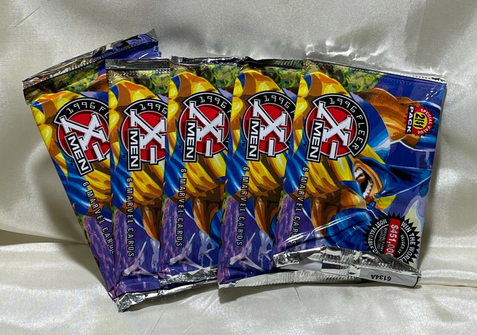New/sealed! 1996 Fleer X-MEN Trading Cards Lot of 5 Packs MARVEL