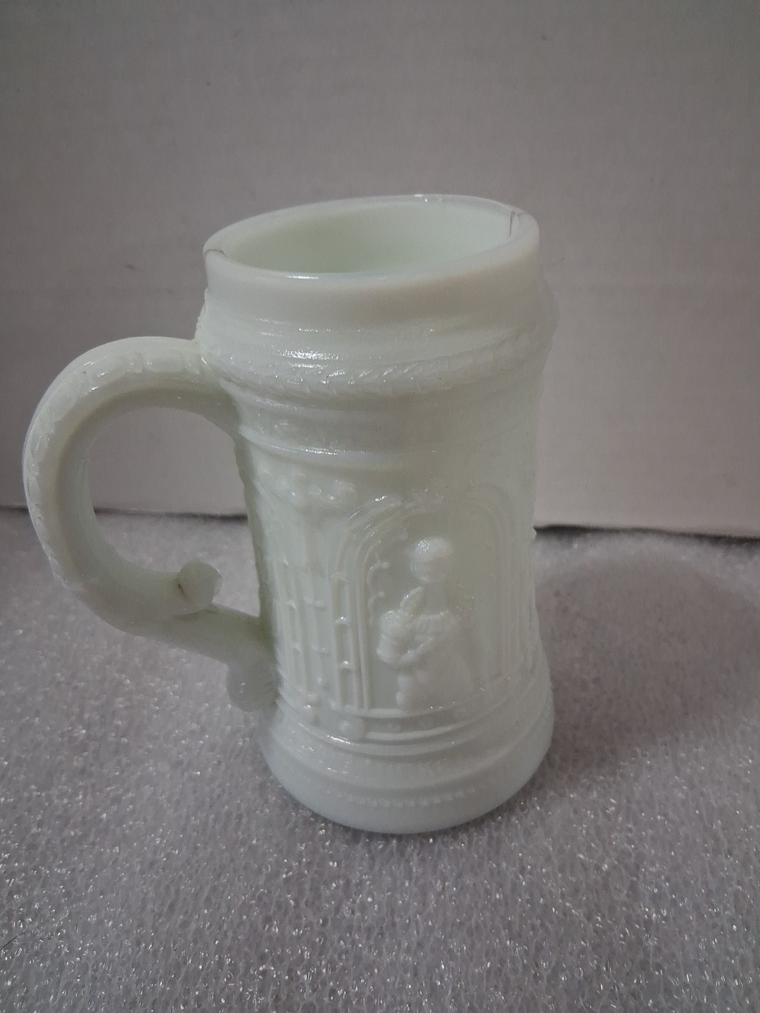 Westmoreland Greentown ? Serenade Antique German Uranium Glass Stein Mug #2