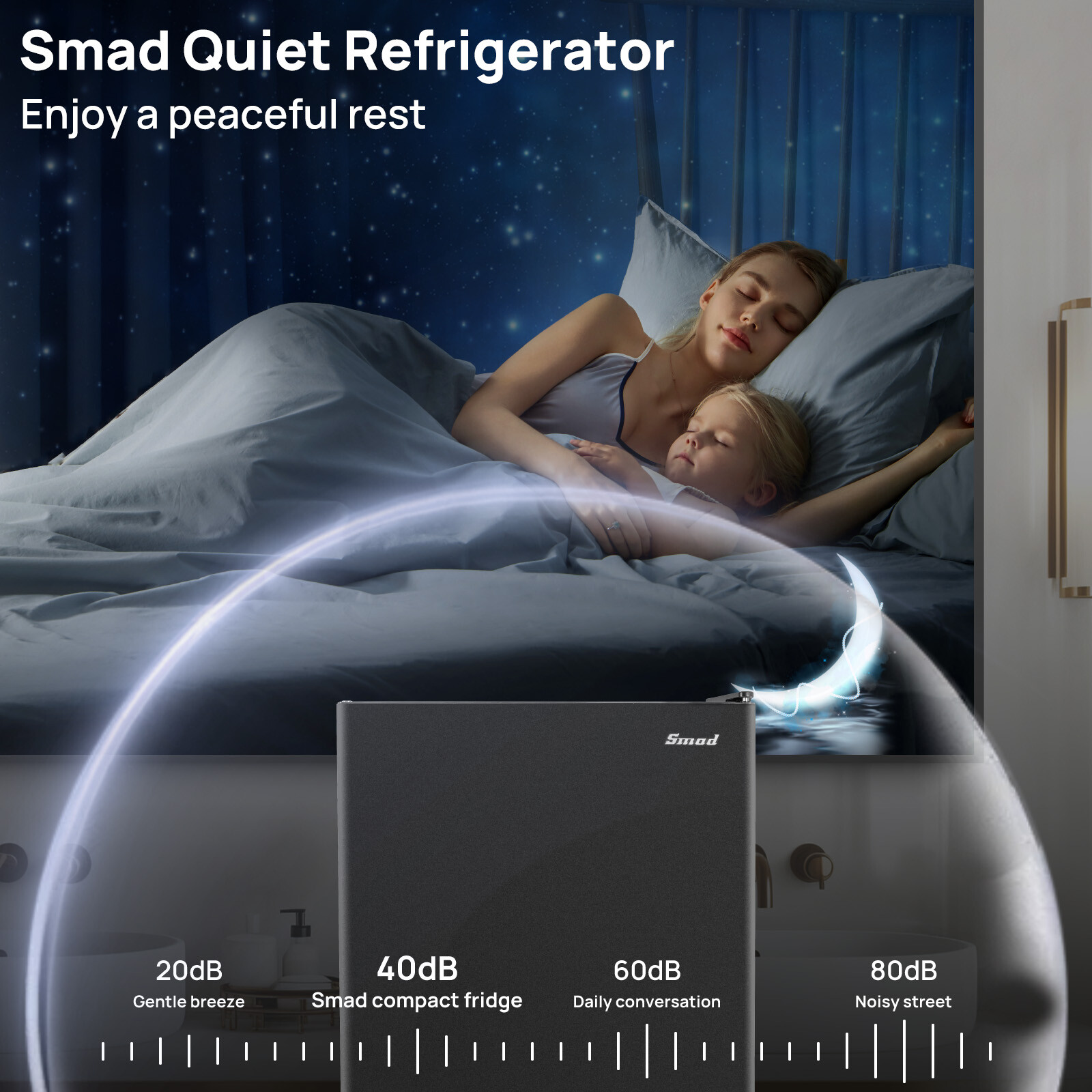 3.2 cu ft 115V Home Refrigerator 32~50℉ Compact Fridge Energy Saving Low Noise