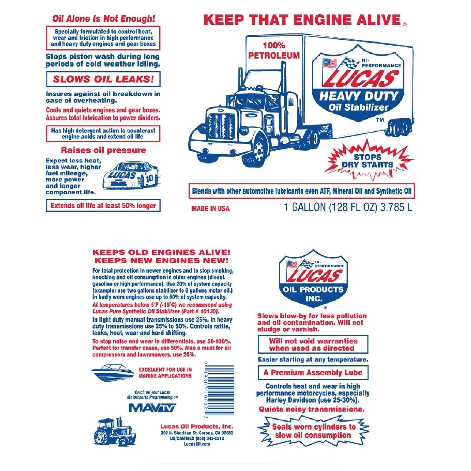 Lucas Oil Heavy Duty Petroleum Multi-Use Oil Stabilizer 1 Gallon Set of 4 10002