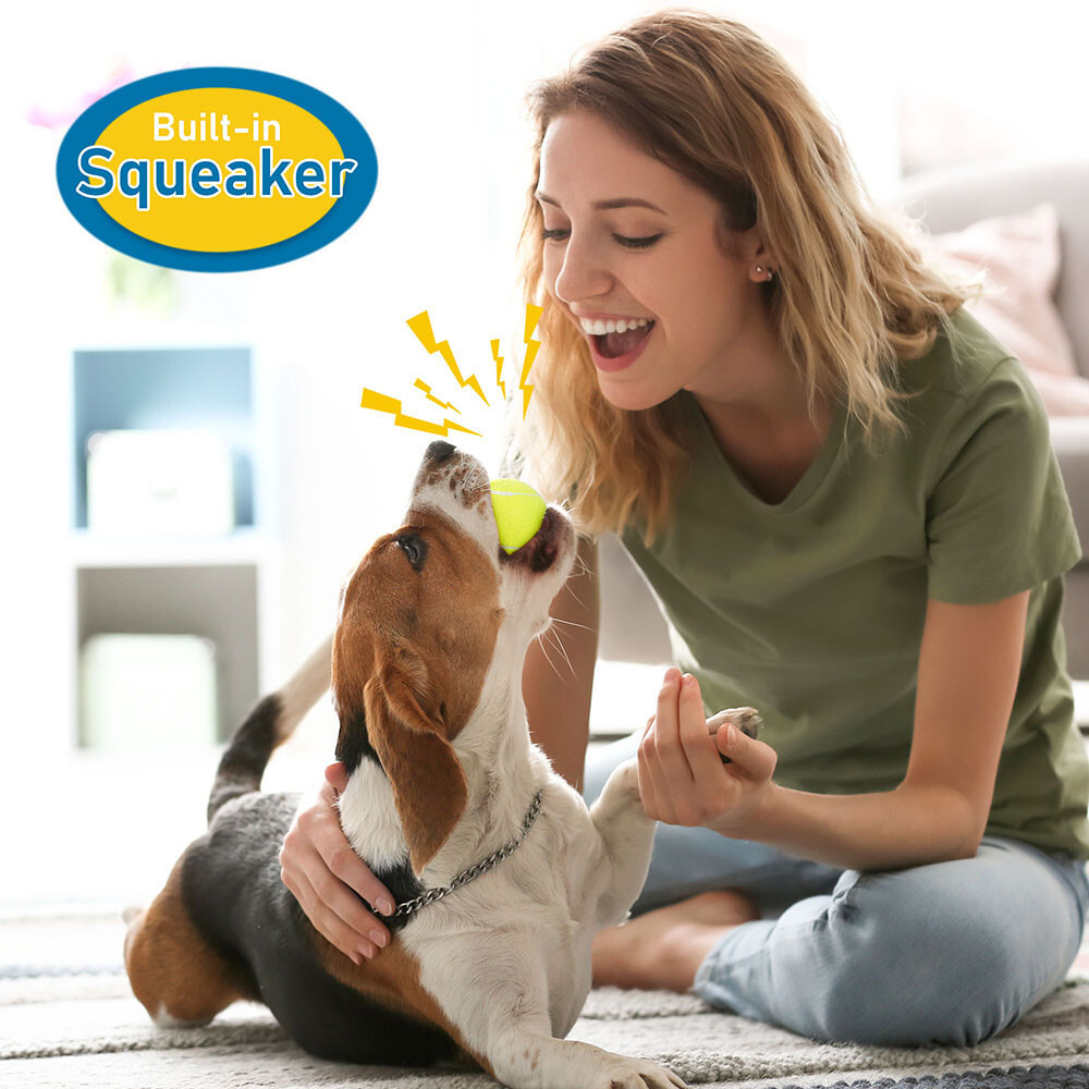 New Tennis Balls for Dogs 2.5” Squeaky Dog Toy Interactive Pet Fetch Ball