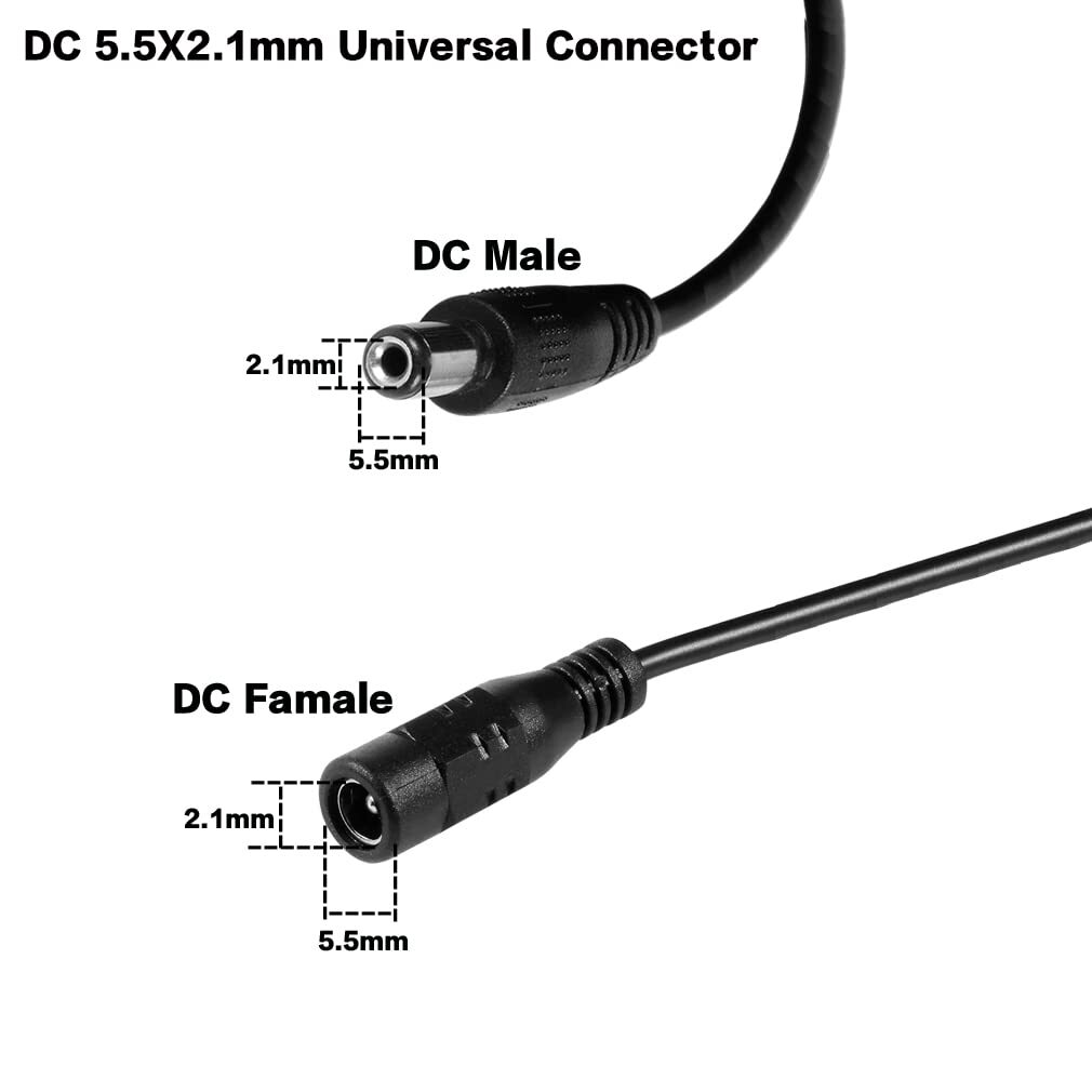 15/30/50ft 5.5mmx2.1mm 12V DC Power Extension Cable for Security CCTV Camera