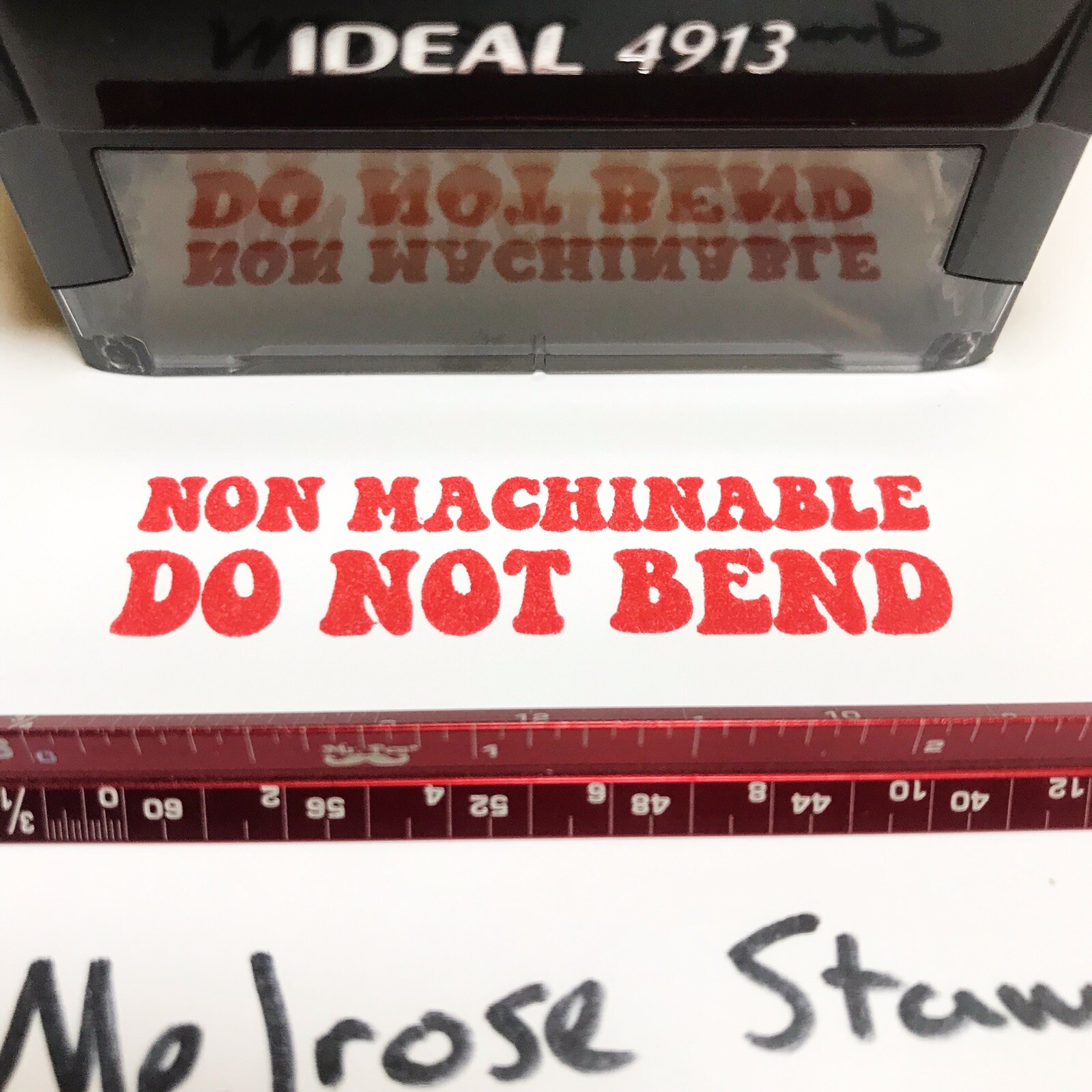 Non Machinable Do Not Bend Rubber Stamp Red Ink Self Inking Ideal 4913