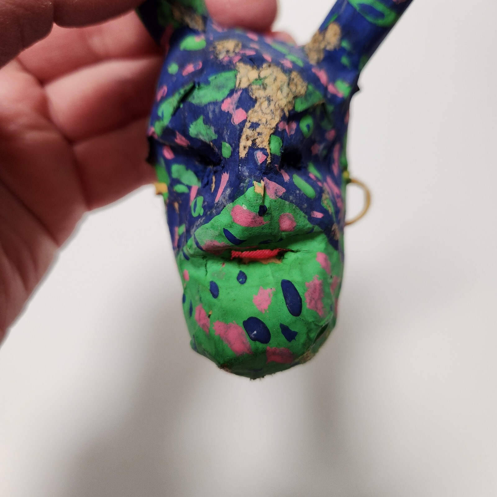 Vintage Artist Made Hand Made Paper Mache Mask Mexico Folk Art