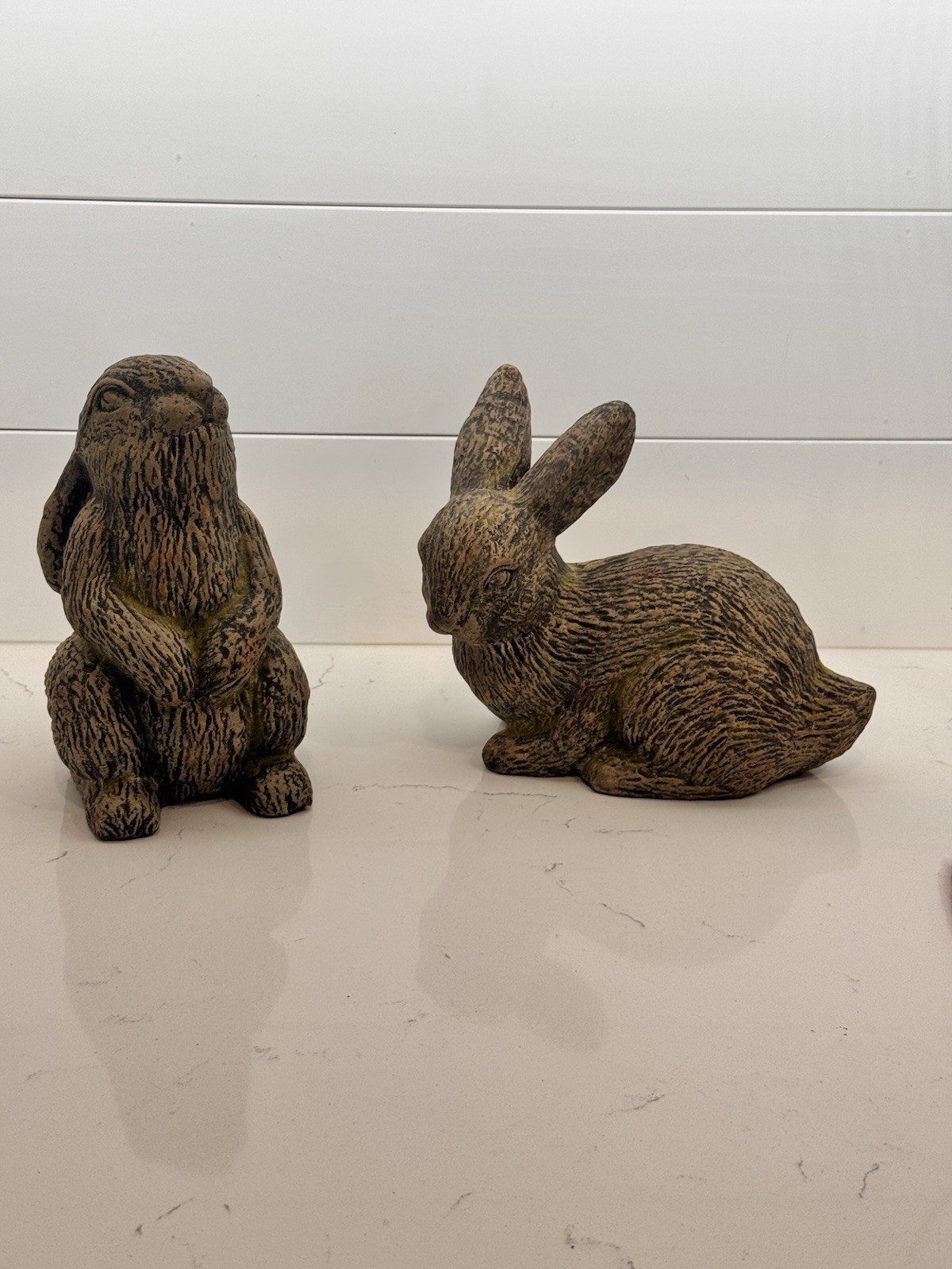 Adorable Pair Of Pier 1 Terracotta Pottery Statue Rabbits/Bunnies Farmhouse Chic
