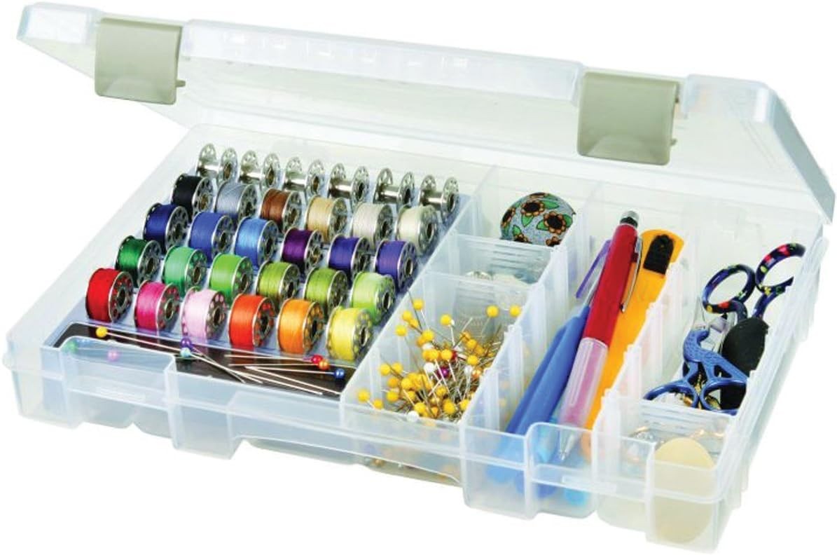 ArtBin 6911AB Bobbin/Supply Box Sewing Organizer,  Plastic Storage Case, Clear