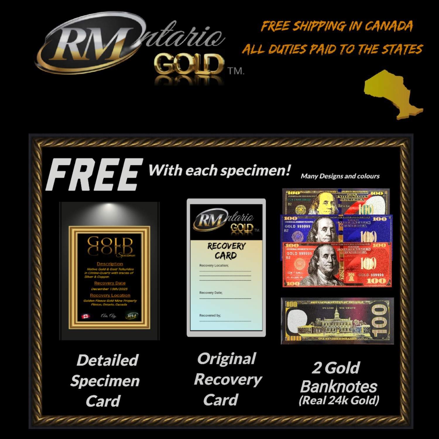 Gold Ore Specimen 18.1g Malleable Gold Tellurides From Ontario 622 Was $149