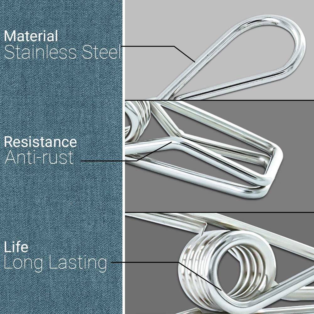 40 Pack Stainless Steel Small Clothes Pins Durable Clothes Pegs Multi-Purpose...