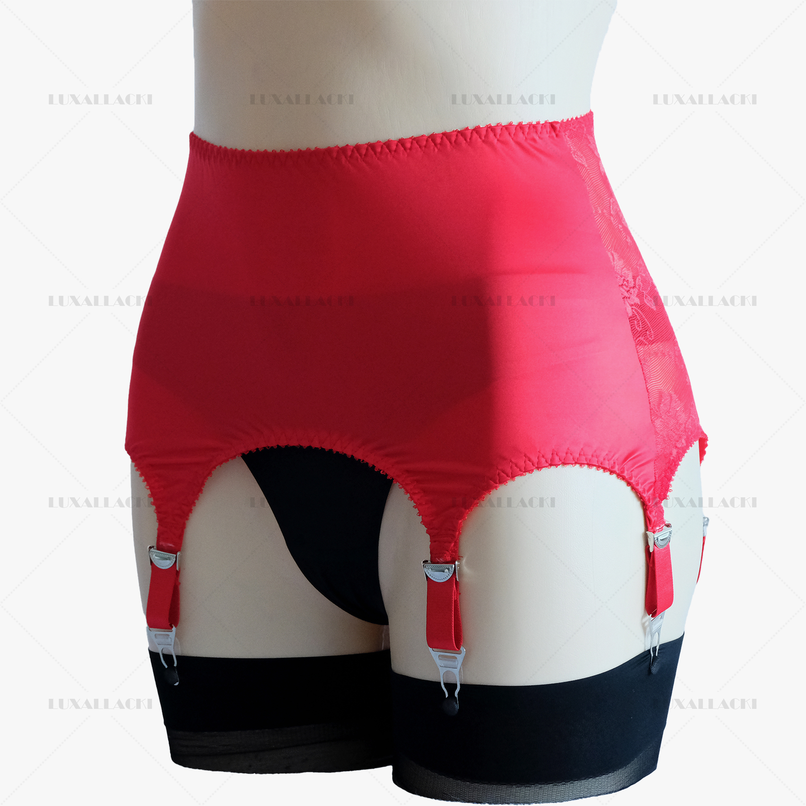 Luxallacki Classic Satin Lace Garter Belt 6 Straps Sexy Waist Girdle (3 Colors)