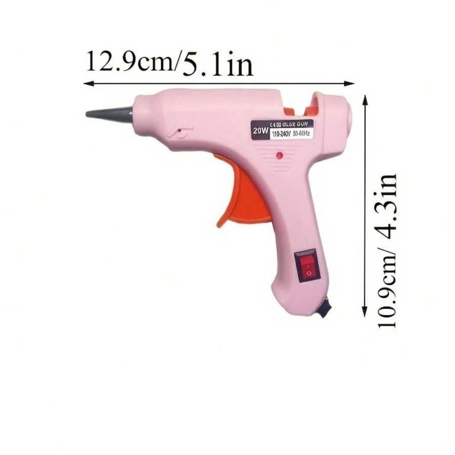 Mini Hot Glue Gun with 4 Glue Sticks for Crafts School DIY Arts Pink