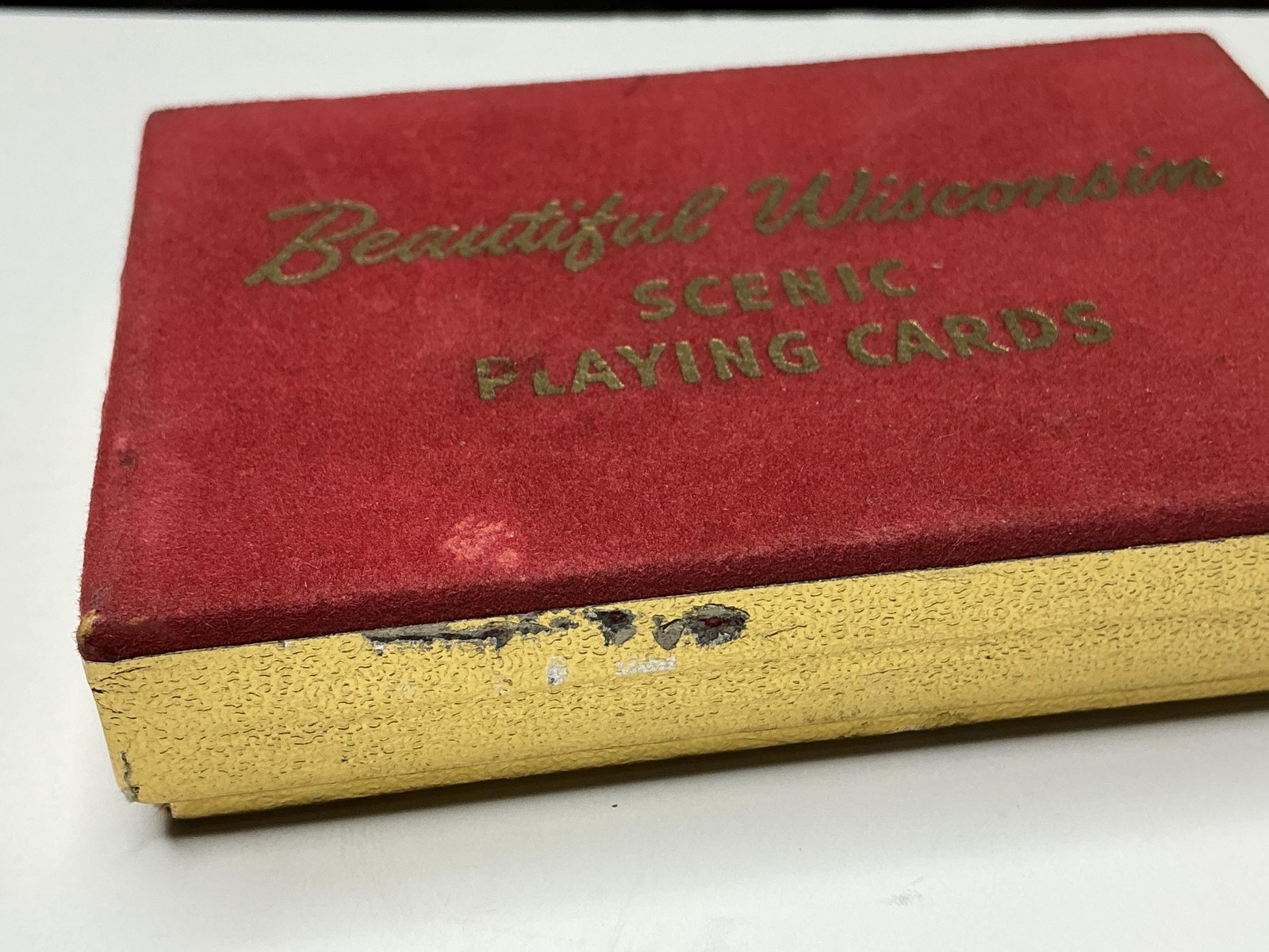 Vintage Beautiful Wisconsin Scenic Souvenir Playing Cards Deck Gold Box