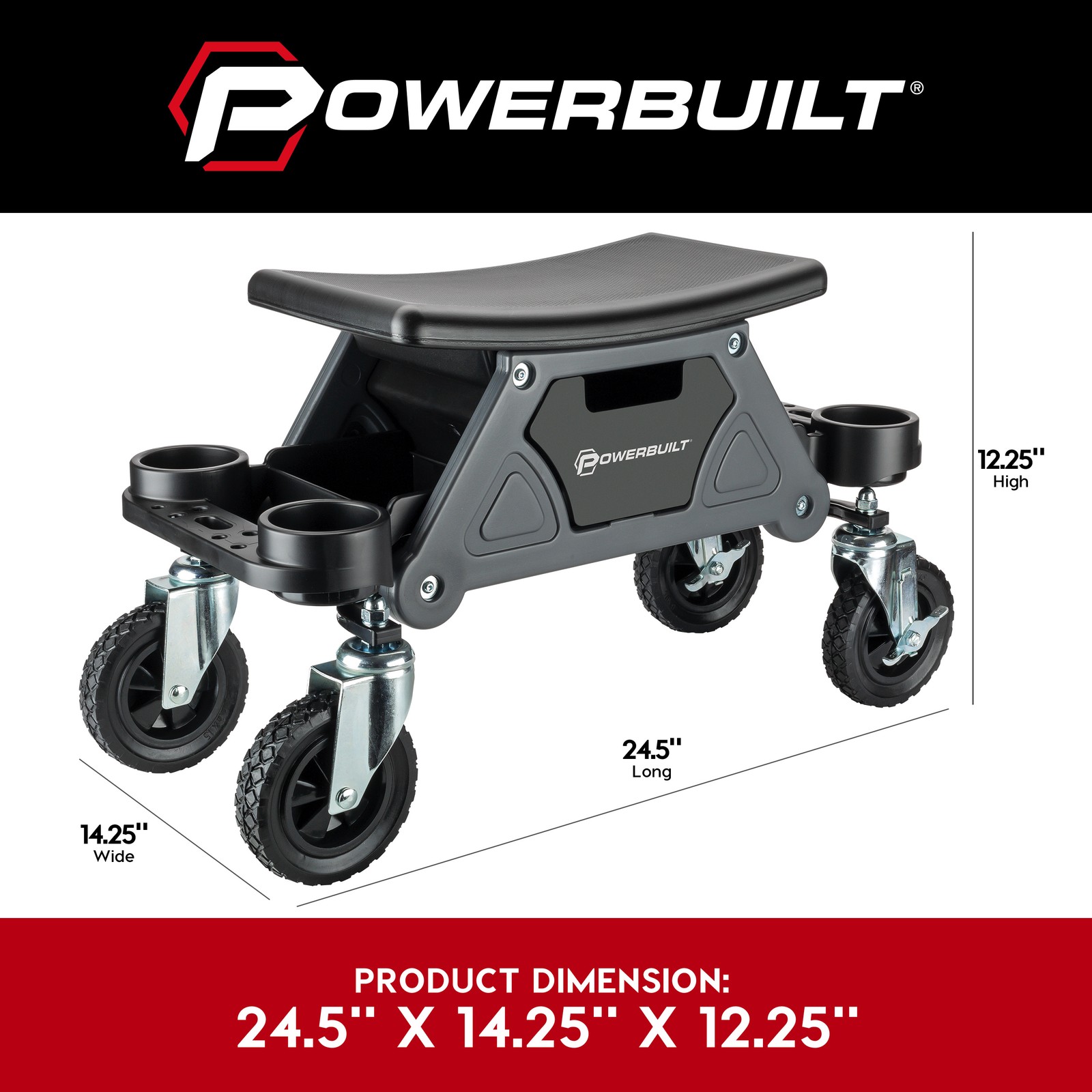 Powerbuilt Big Wheel Heavy Duty Mechanic's Rolling Seat - 642965ECE