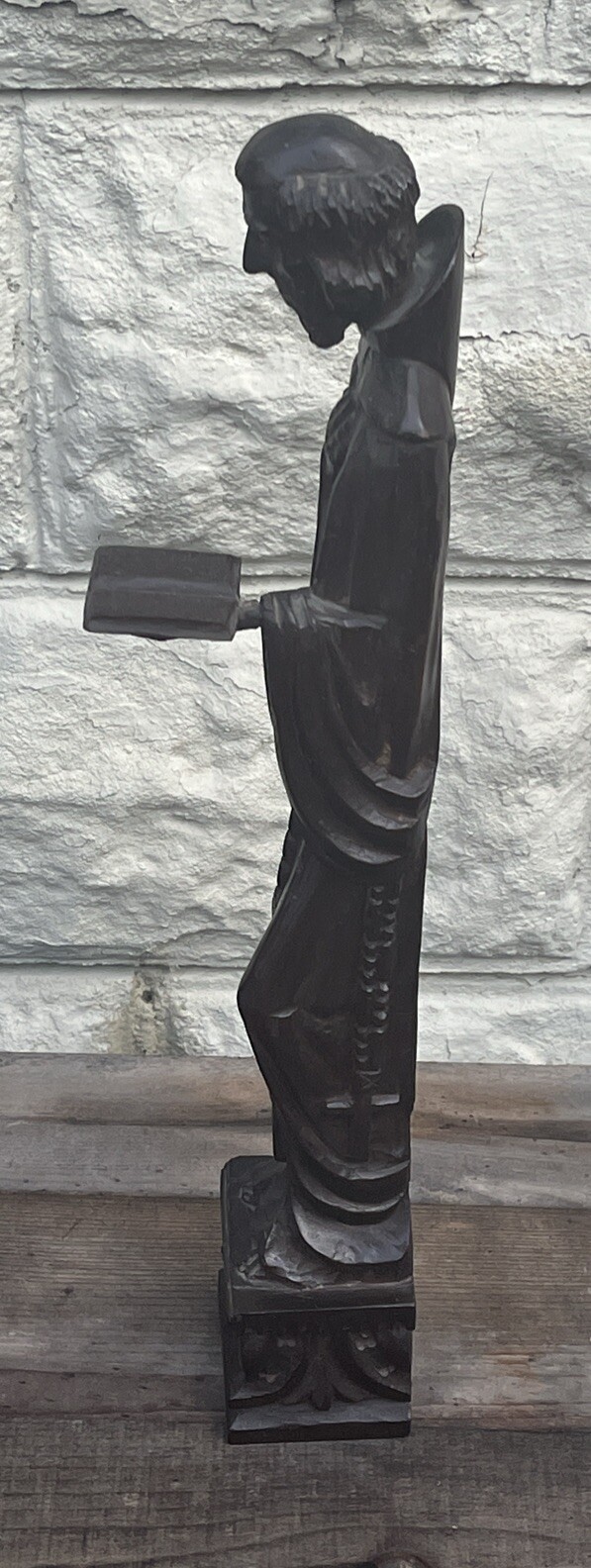 Vintage Saint Dominic Statue Hand Carved Mexico Monterrey Artist Signed 20”