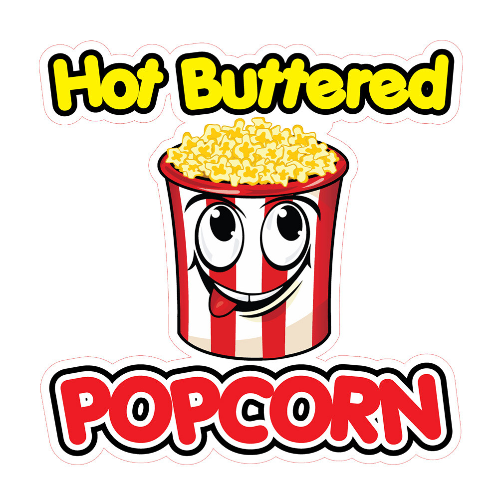 Food Truck Decals Hot Buttered Popcorn Restaurant & Food Concession Sign Red