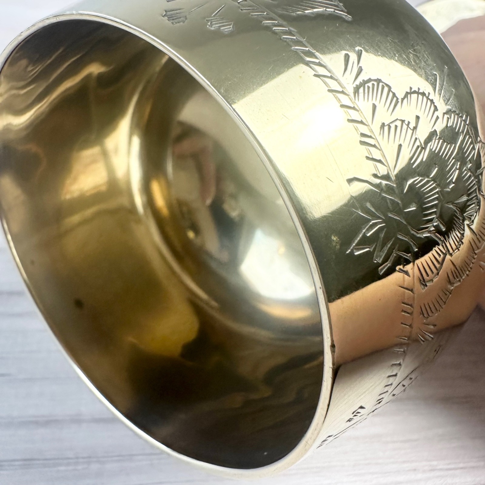 Vintage Silver Plate Engraved Wine Goblet Collectable Retro Decor Cup