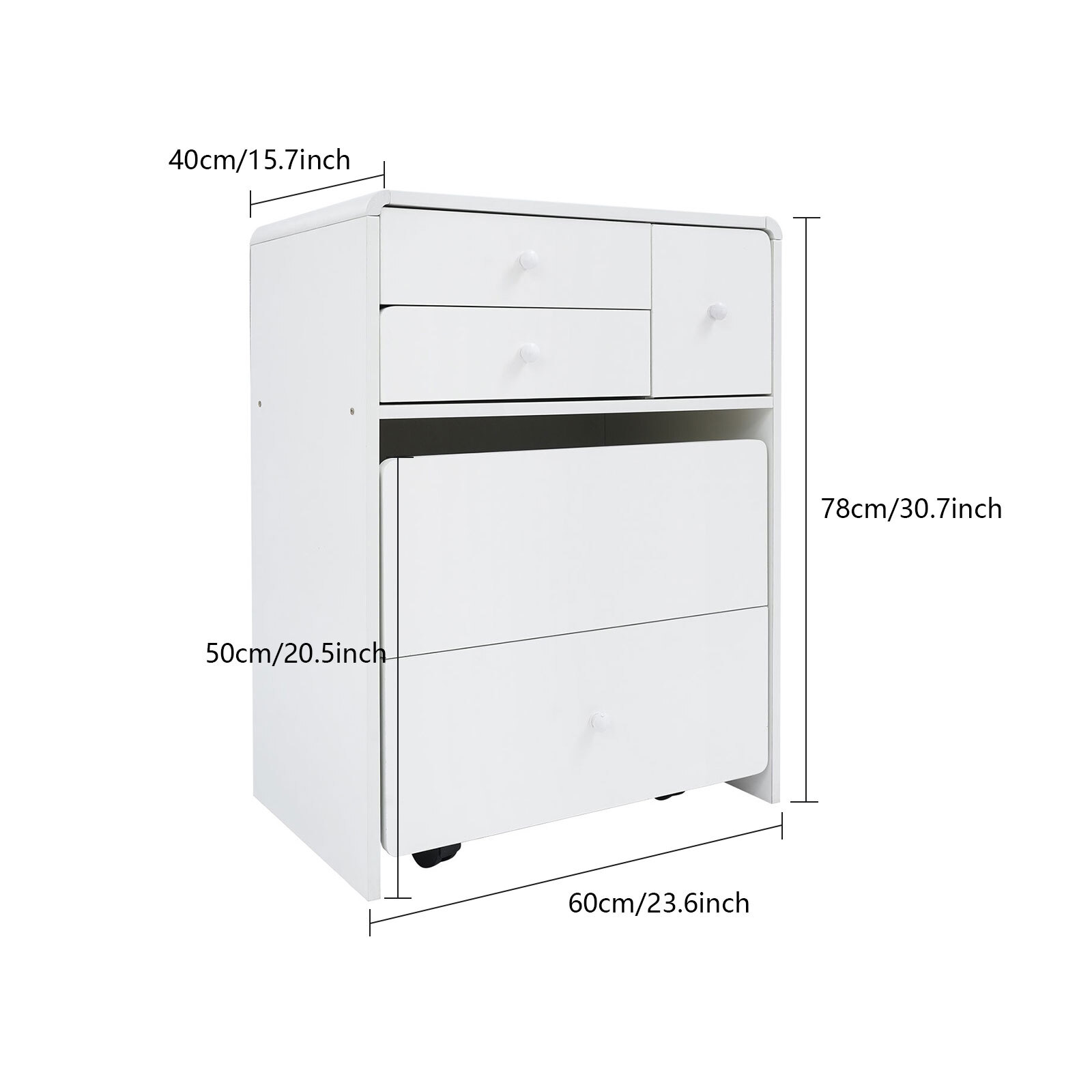 Makeup Vanity Desk with Wheels 60*40*78cm Corner Makeup Table for Compact Space