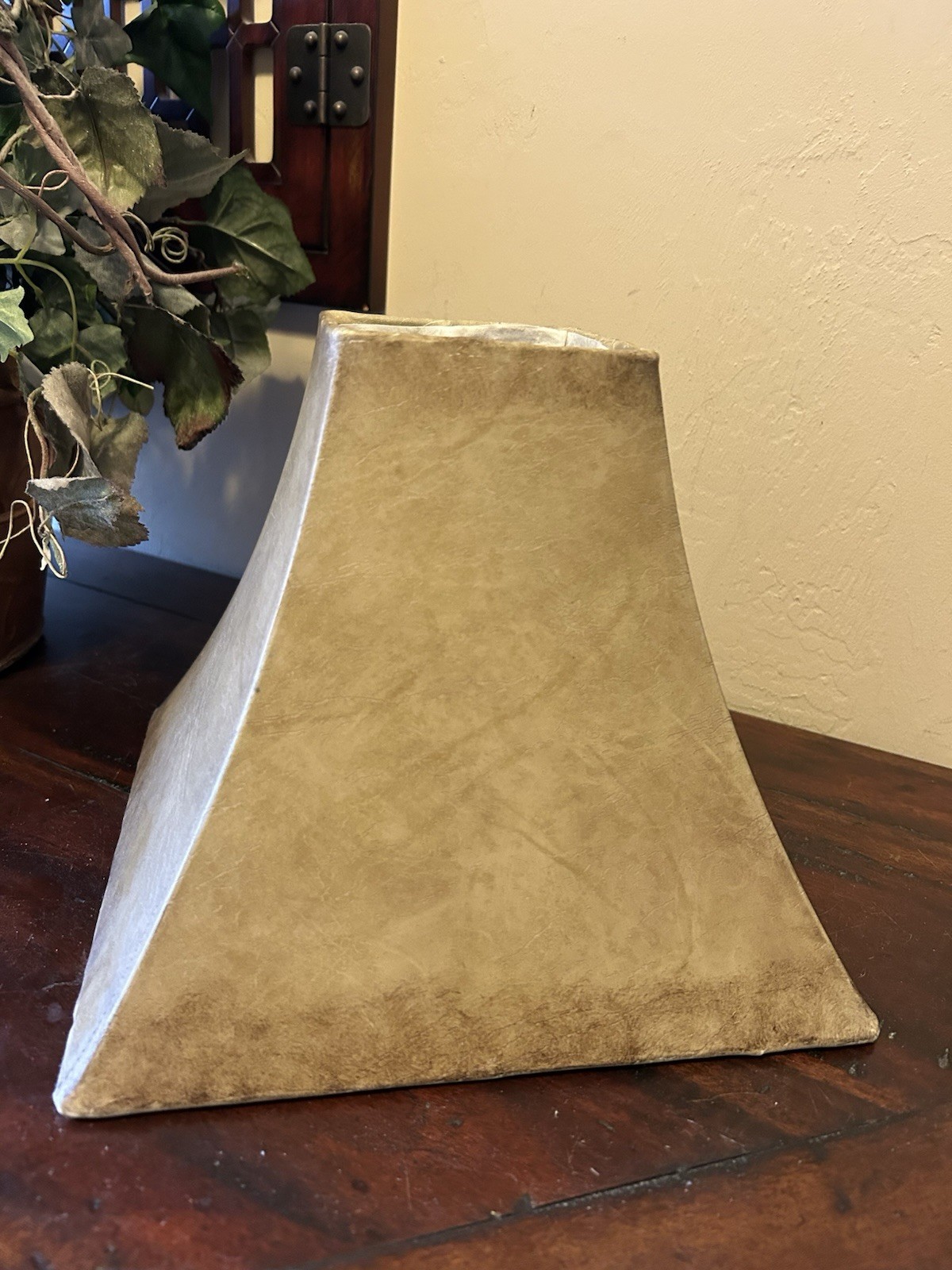Mouton Tan FAUX LEATHER Lamp Shade~9.75" base~8" tall~Distressed LQQK