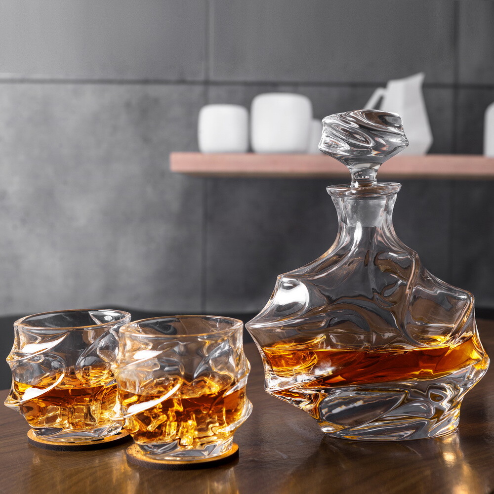 KANARS Whiskey Decanter Set w/ 4 Bourbon Glasses Liquor Vodka Bottle Dad Gift