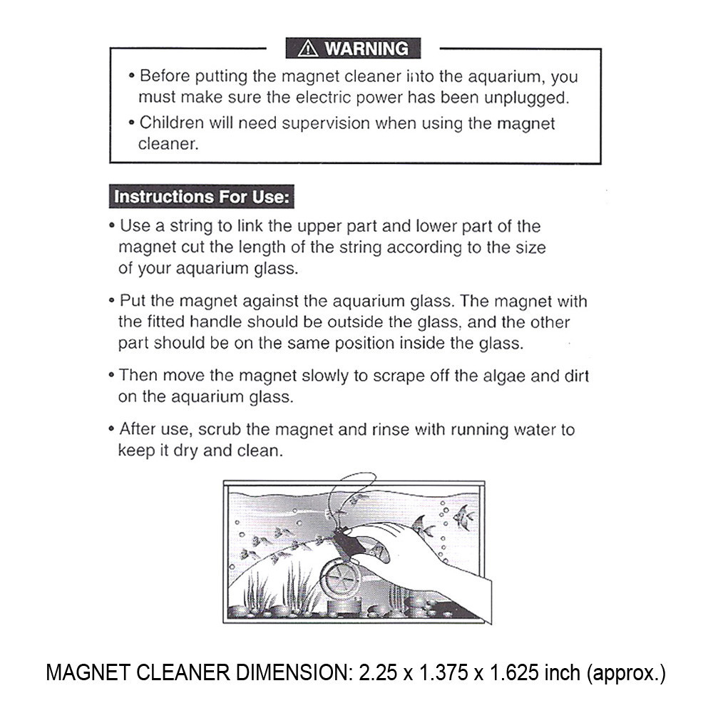 Aquarium Fish Tank Magnetic Glass Cleaner Algae Scraper Brush All Water Type Sm