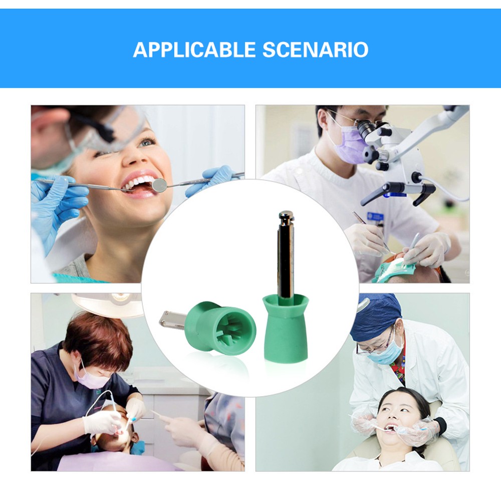 Dental Latch type Prophy Polishing Cups Polisher Rubber Polish Brushes green ad