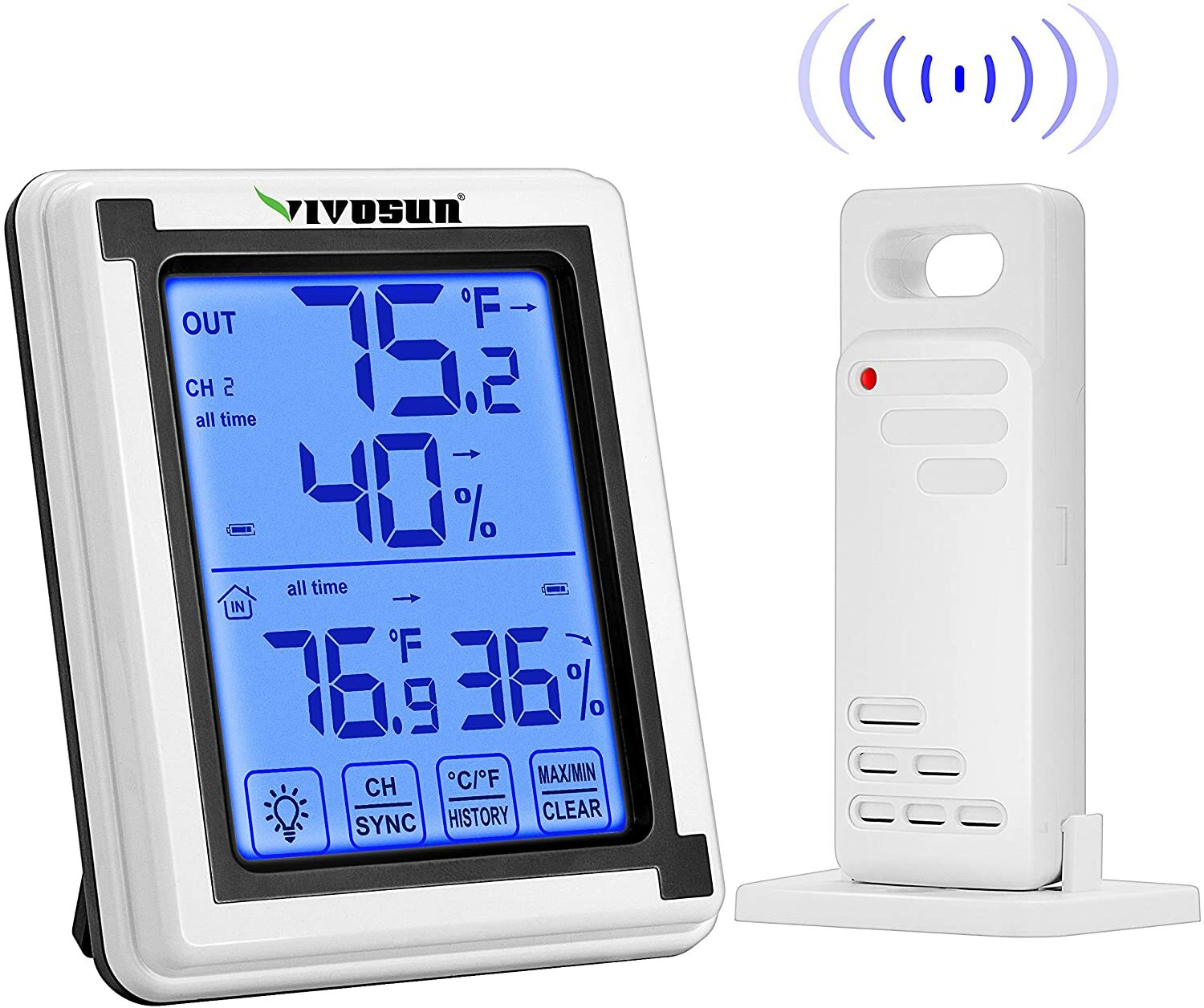 VIVOSUN Digital Hygrometer Thermometer Humidity Monitor w/ Remote Sensor