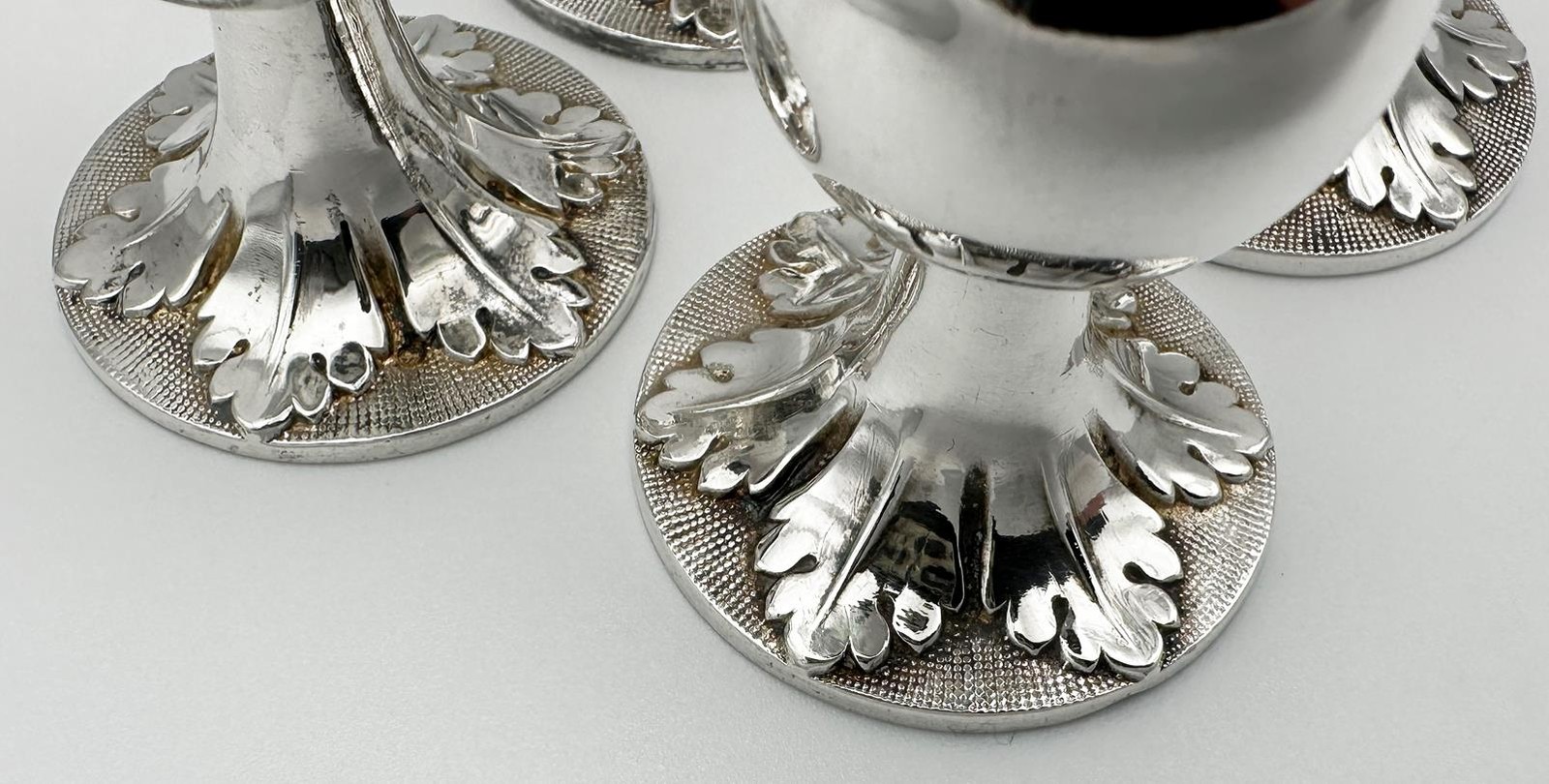 SET 4 VICTORIAN MENU HOLDERS STERLING SILVER & SILVER PLATE 1897 ROBERTS & BELK