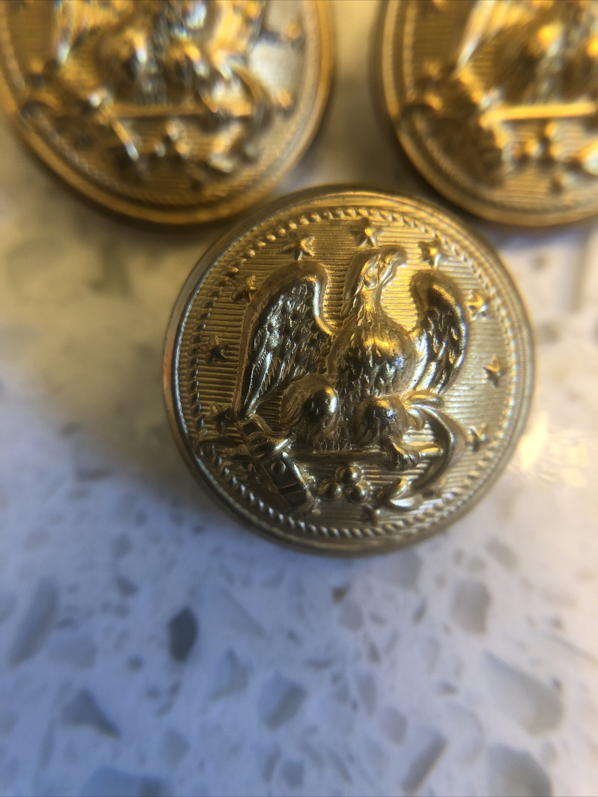 OLD EARLY UNION US NAVY EAGLE UNIFORM COAT BUTTON No Maker Lot Of 3 19 mm