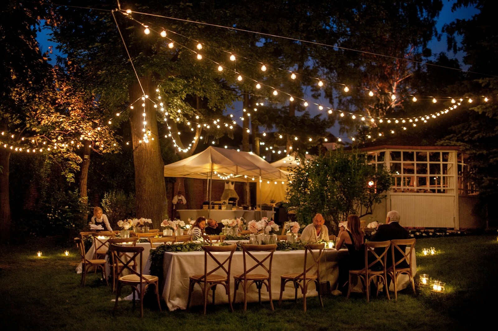 E26 Commercial Outdoor Bistro Patio String Lights with Suspender S14 Light Bulbs