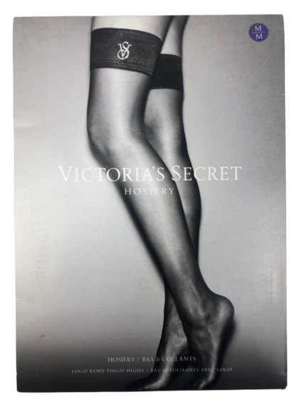 VICTORIA'S SECRET LOGO BAND RHINESTONE THIGH HIGH HOISERY STOCKINGS XS S M L XL