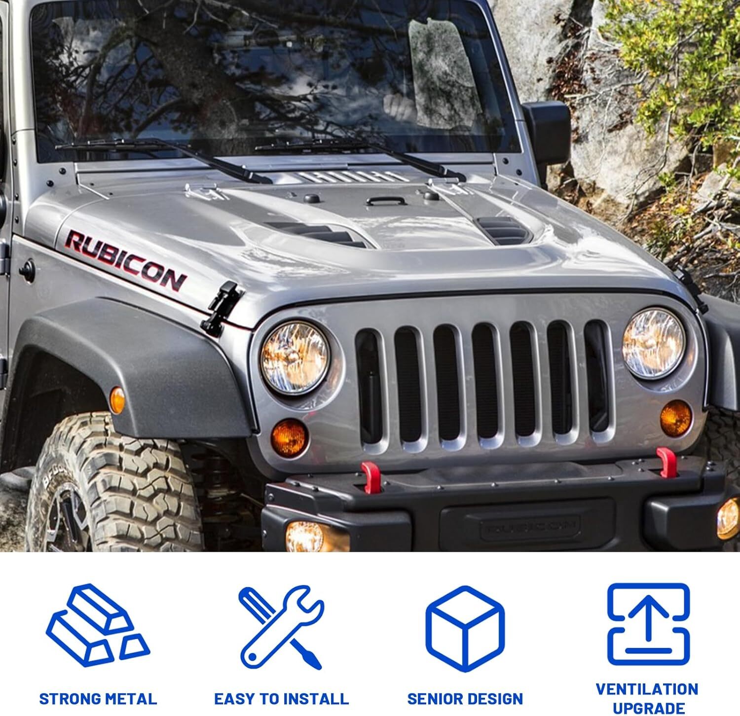 For 2007-18 Jeep Wrangler JK JKU Metal Replacement Hood 10th Anniversary Style