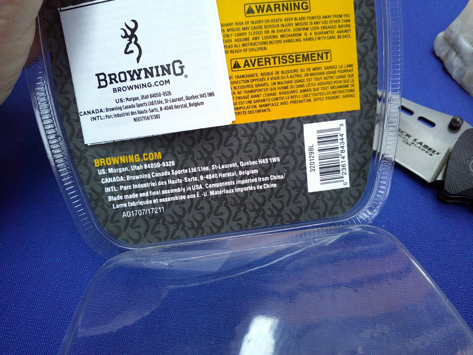 Browning Black Label Tactical USA Knife Spring Assist Liner G-10 Scales New USA