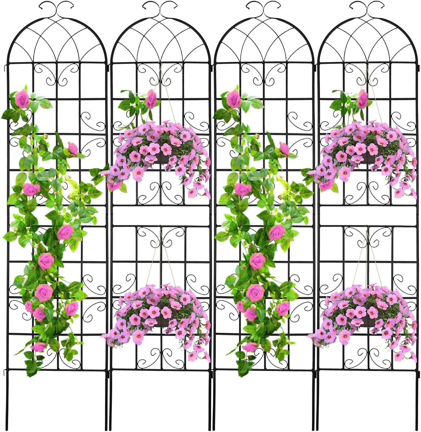4 Pack 87"x 20" Metal Garden Trellis Wire Lattice Grid Panel for Climbing Plants