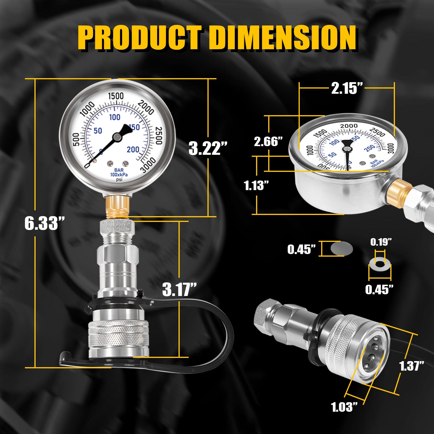 Replace for KUBOTA HST Boost Kit W/Gauge HST Hydraulic Shims Fit for KUBOTA MX