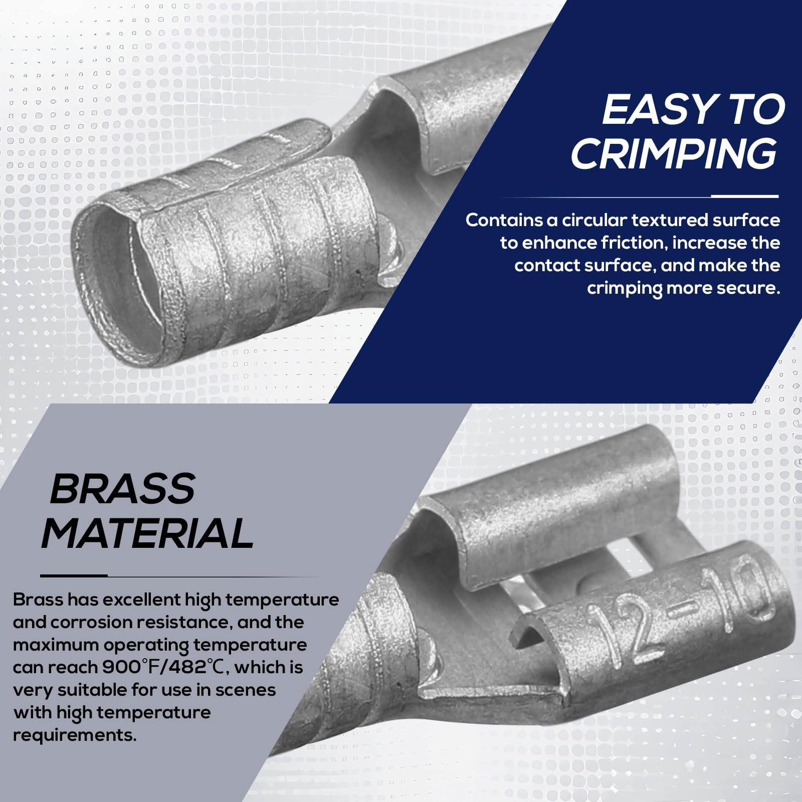 50 Pcs High Temperature Female Non Insulated Spade Connectors, 12-10 Gauge Quick