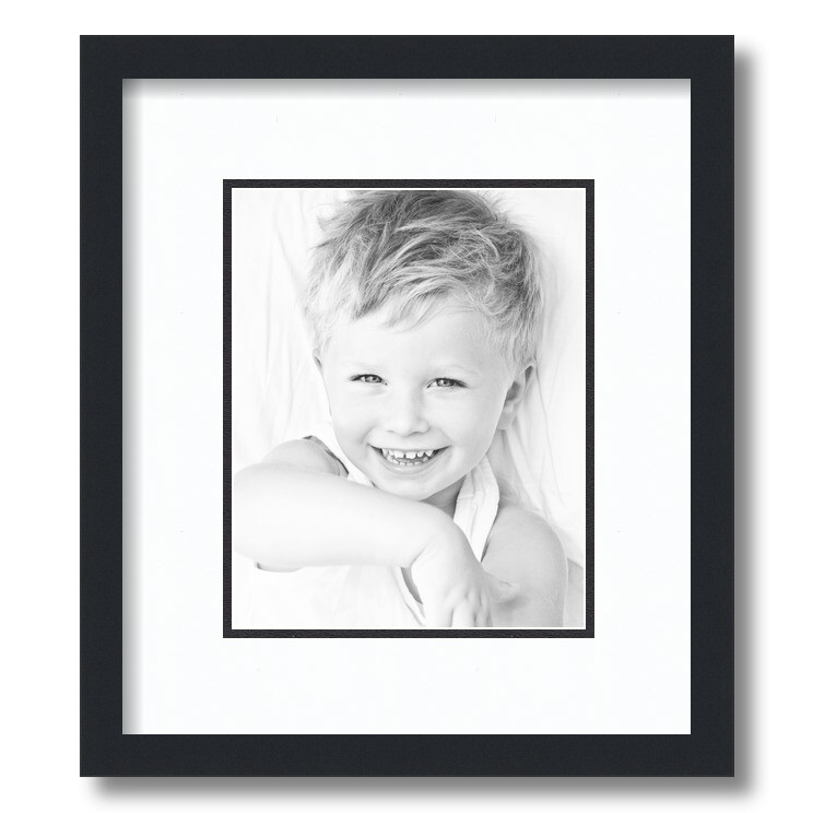 ArtToFrames Matted 12x14 Black Picture Frame with 2" Double Mat, 8x10 Opening