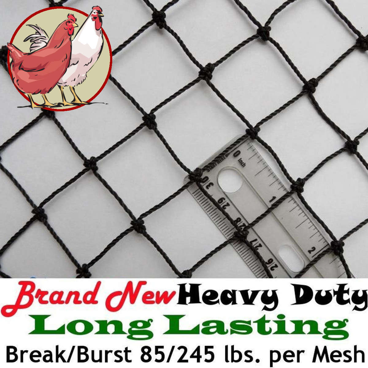 Poultry Netting 25' x 50' 1" Heavy Knotted Aviary Anti Bird Net Lasts 7-10 Years