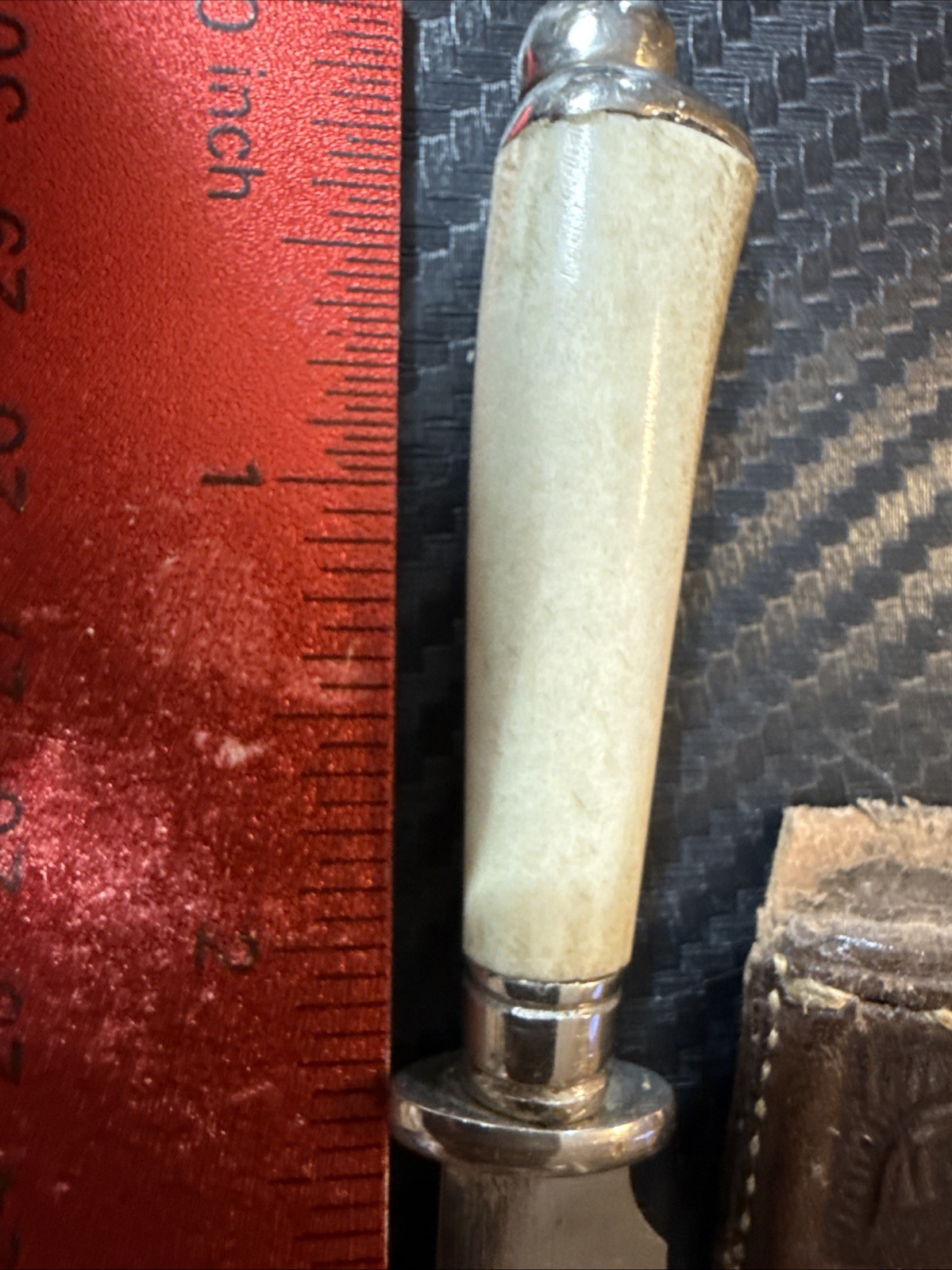 Vintage Stag Handle Straight Blade Knife Used with Free Shipping