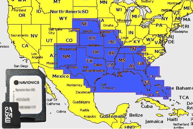 2025 Navionics+ Plus microSD+SD Chart Card Maps U.S. South Lakes,Rivers,Coastals