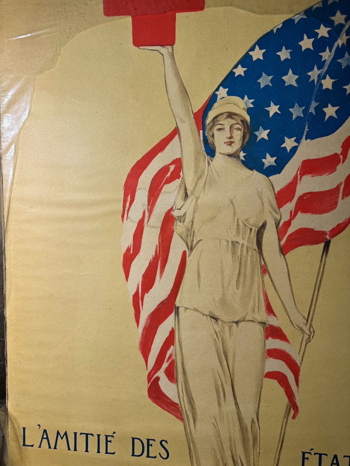 Rare Original WW1 "Croix Rouge Americaine, L'Amitie Des Etats Unis" Poster