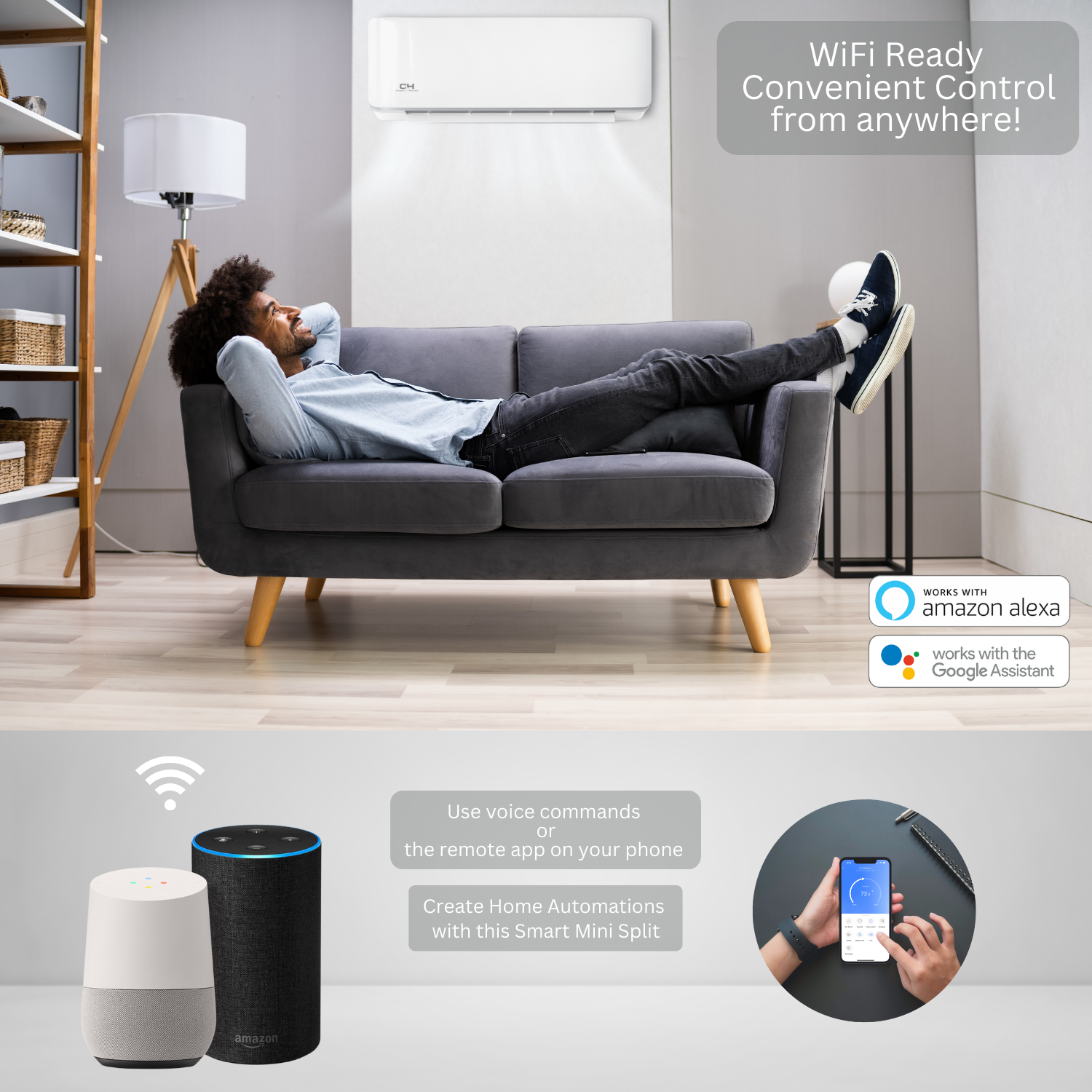 9000 - 36000 BTU 230V Single Zone Sophia Series Mini Split Air Conditioner + Kit