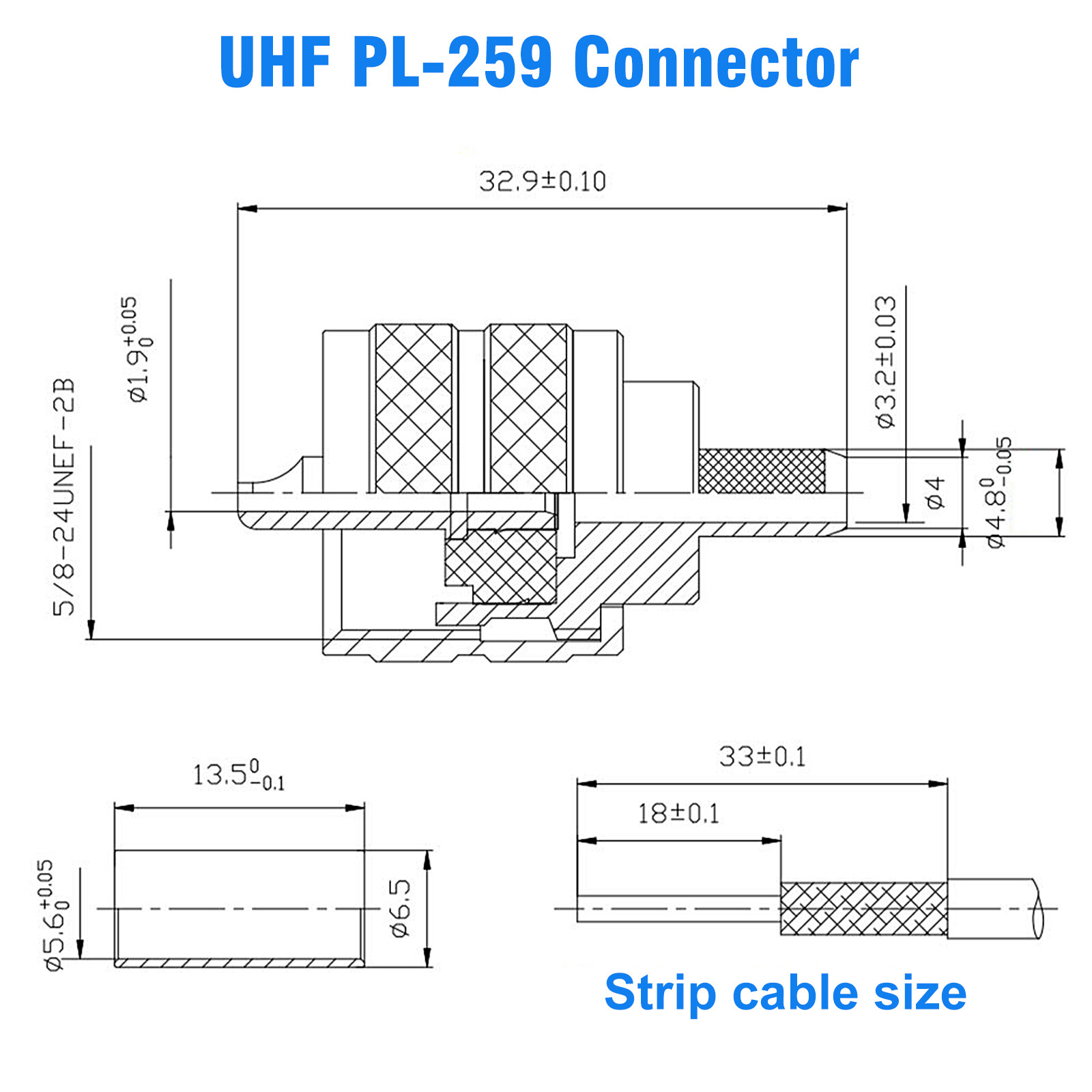 10x UHF PL-259 Male Plug Crimp-Type Connectors for RG8X LMR240 Coax Wire Adapter