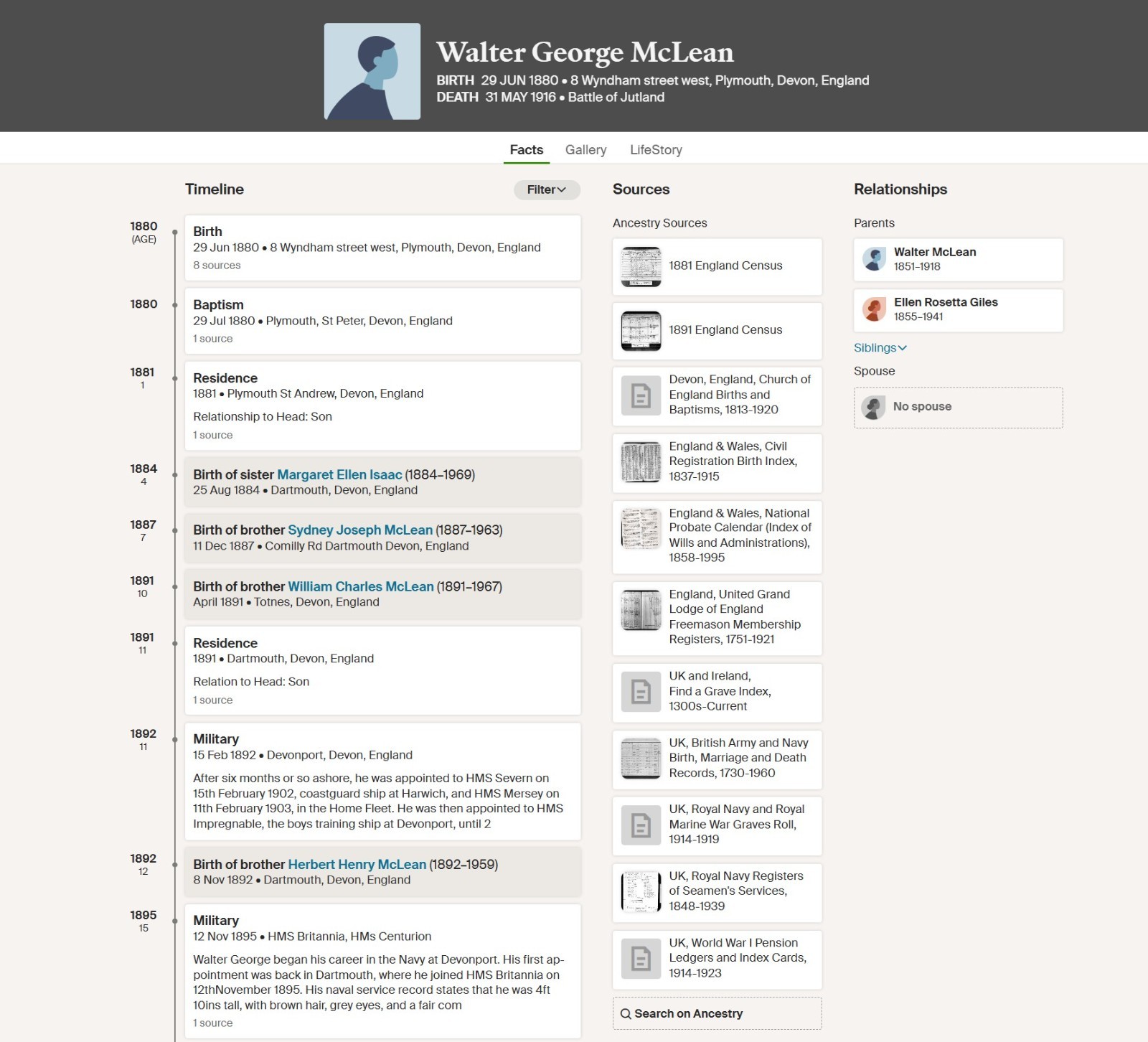 Royal Navy KIA Jutland HMS Defence 1916 Long Service Good Conduct Medal Plymouth