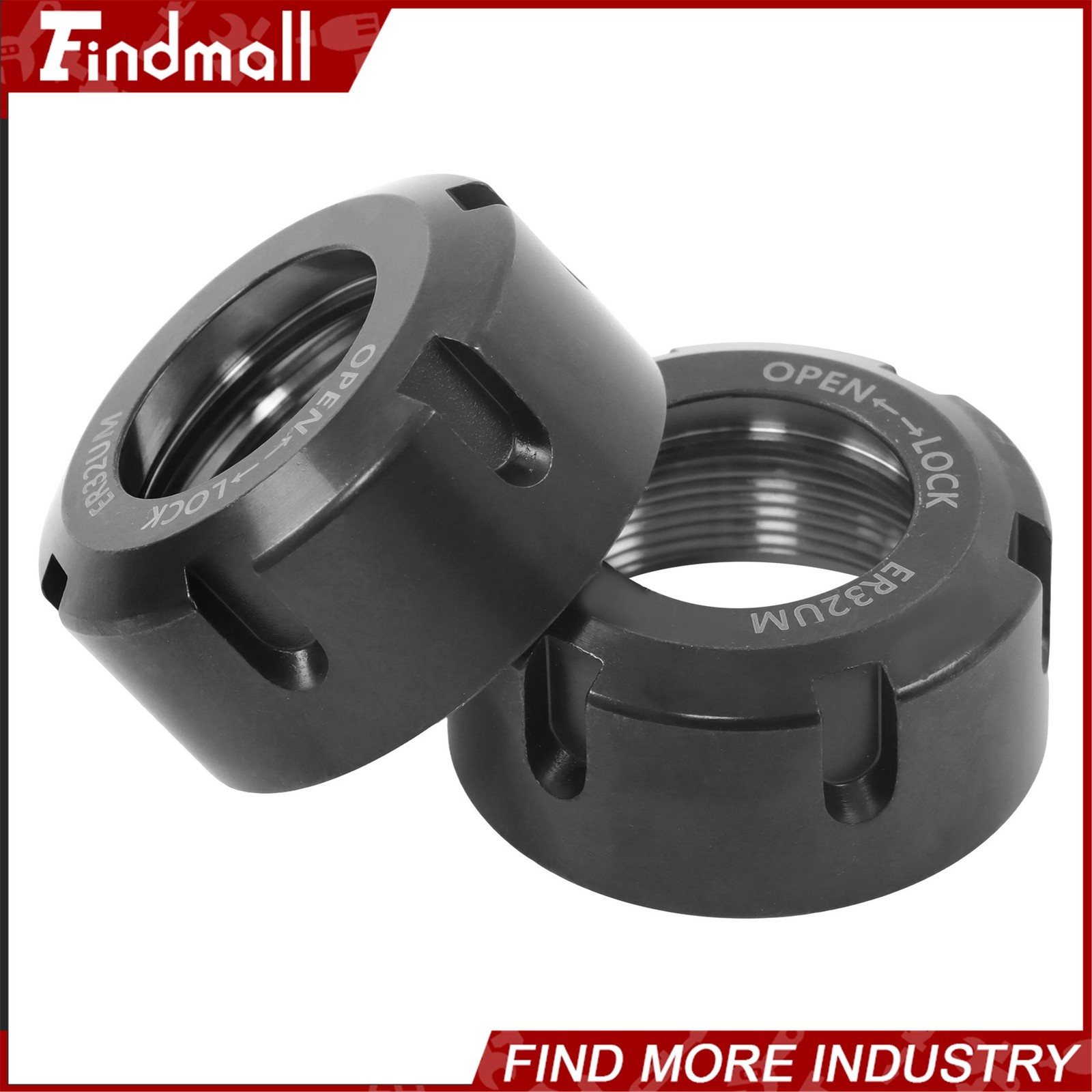 Findmall 2 Pack ER32UM Collet Nuts Ball Bearing Design for CNC Mill and Lathe